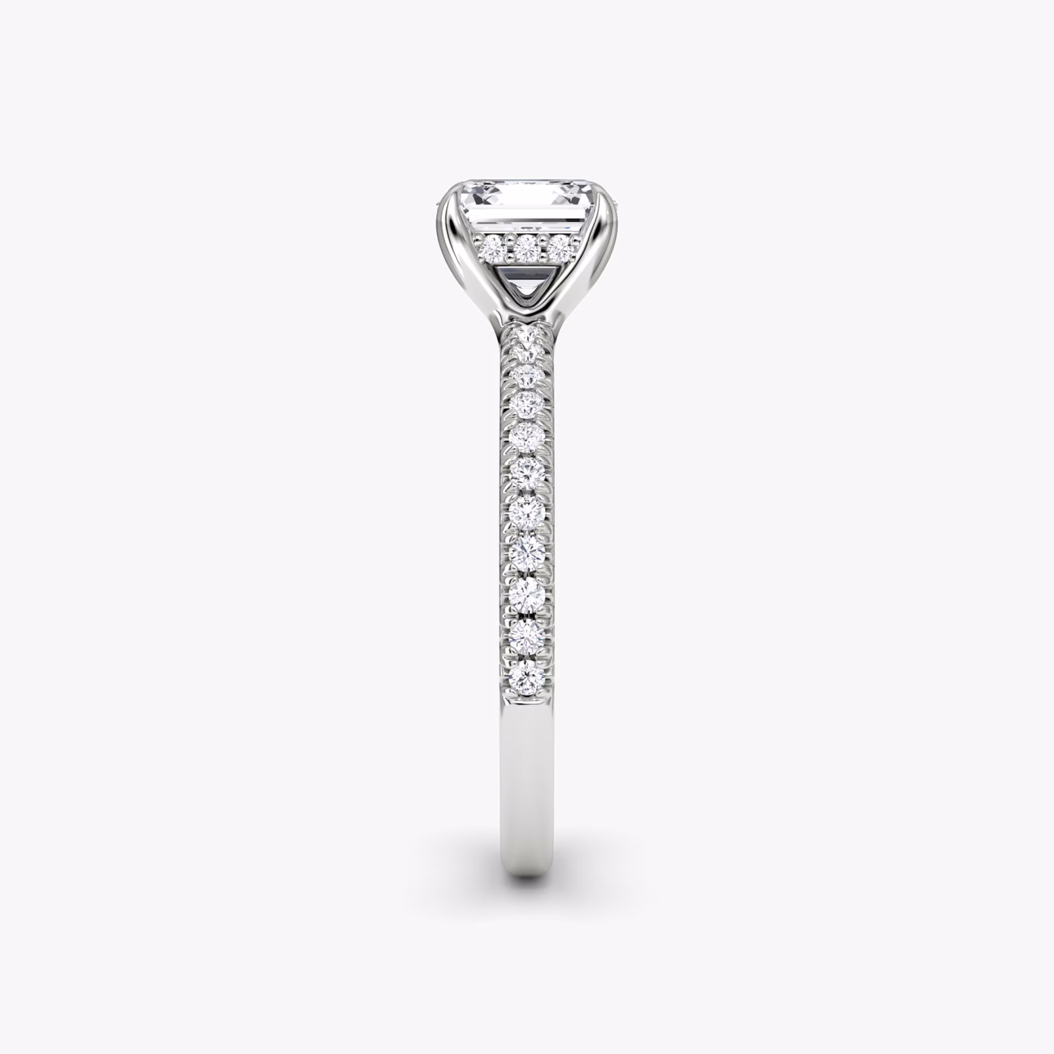 The Floating Solitaire | Asscher | Platinum | bandAccent: Pavé | diamondOrientation: vertical | caratWeight: other