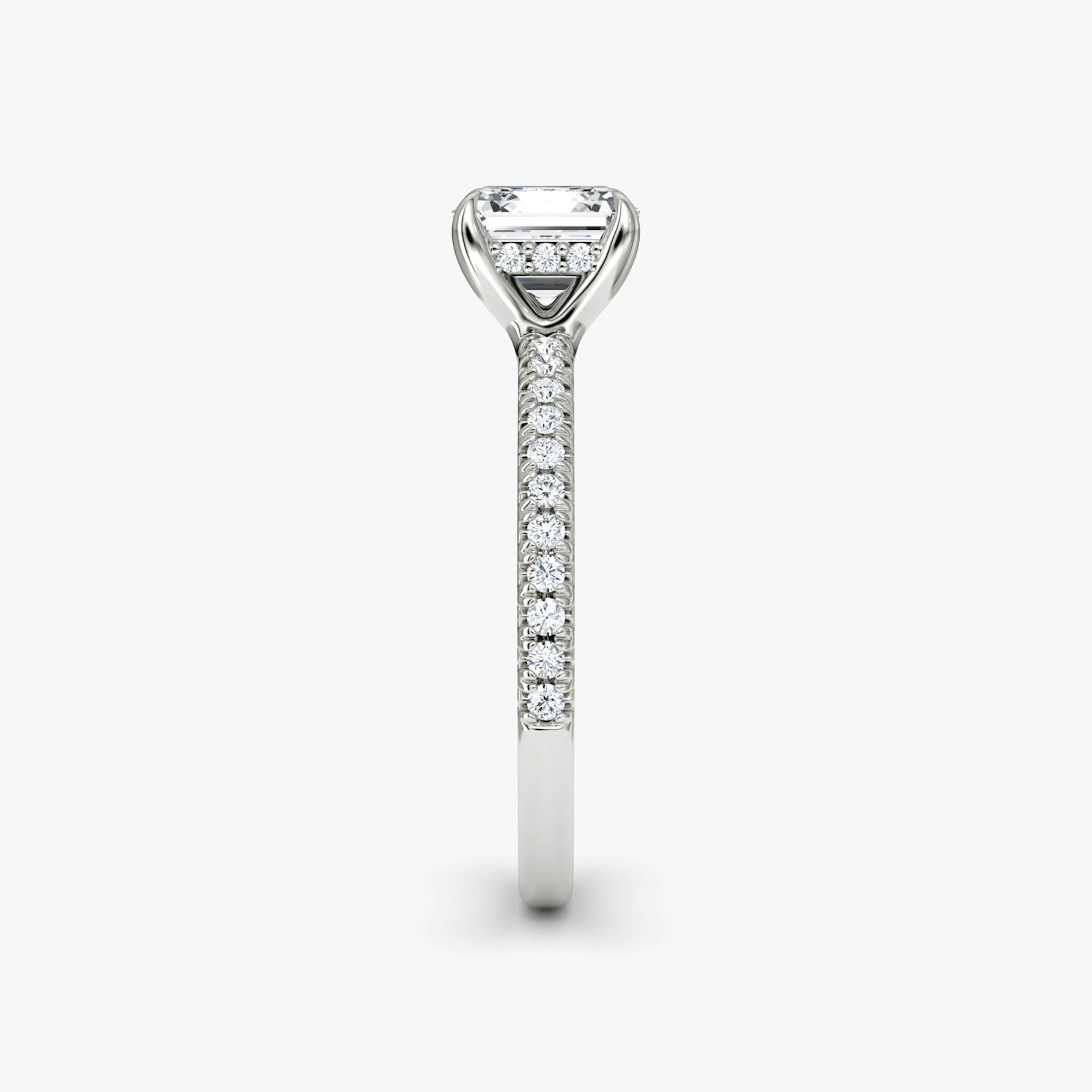 The Floating Solitaire | Asscher | Platinum | bandAccent: Pavé | diamondOrientation: vertical | caratWeight: other