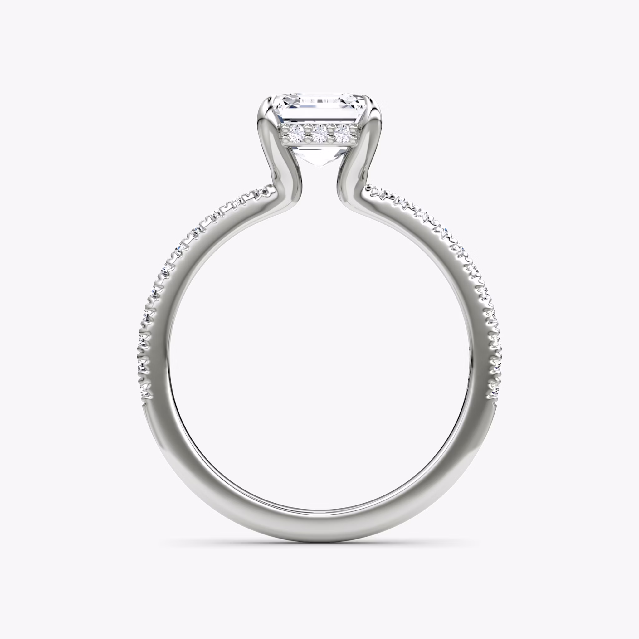 The Floating Solitaire | Asscher | Platinum | bandAccent: Pavé | diamondOrientation: vertical | caratWeight: other