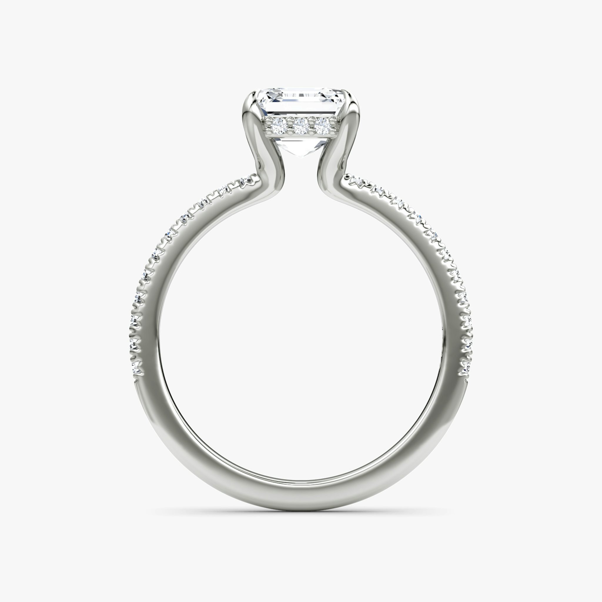 The Floating Solitaire | Asscher | Platinum | bandAccent: Pavé | diamondOrientation: vertical | caratWeight: other