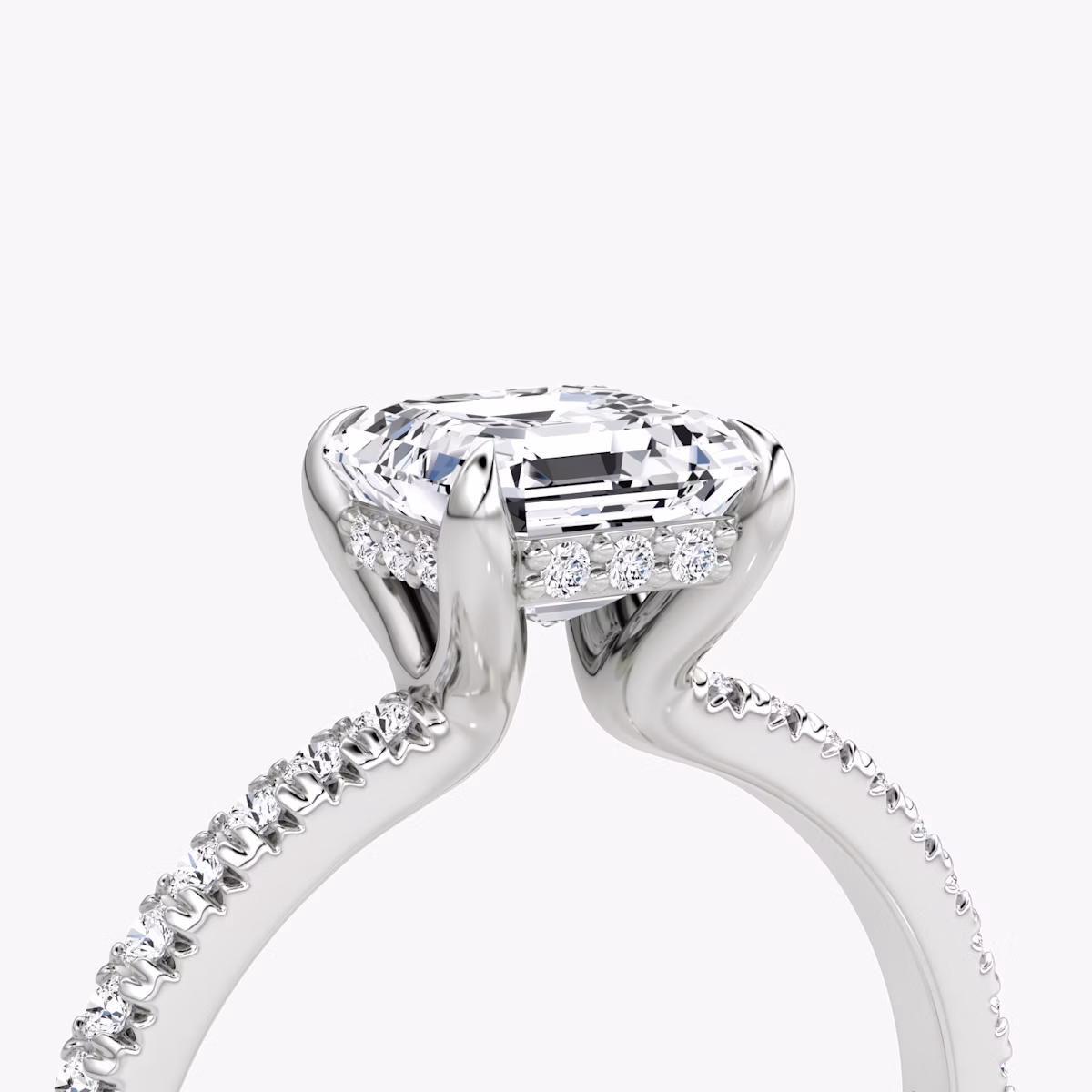 The Floating Solitaire | Asscher | Platinum | bandAccent: Pavé | diamondOrientation: vertical | caratWeight: other