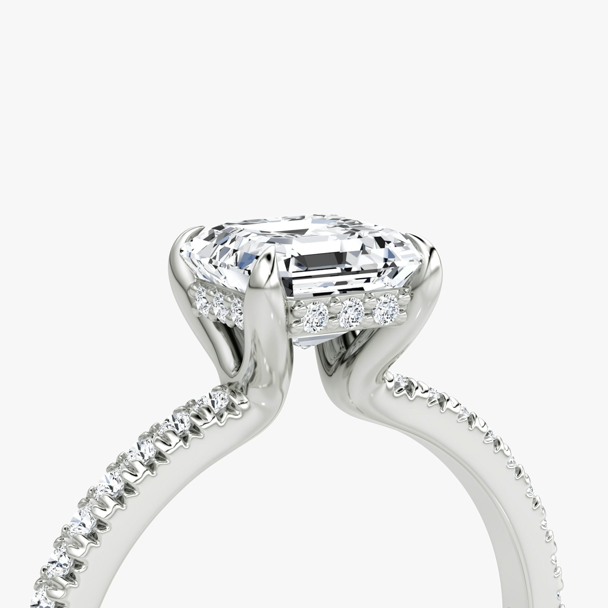 The Floating Solitaire | Asscher | Platinum | bandAccent: Pavé | diamondOrientation: vertical | caratWeight: other