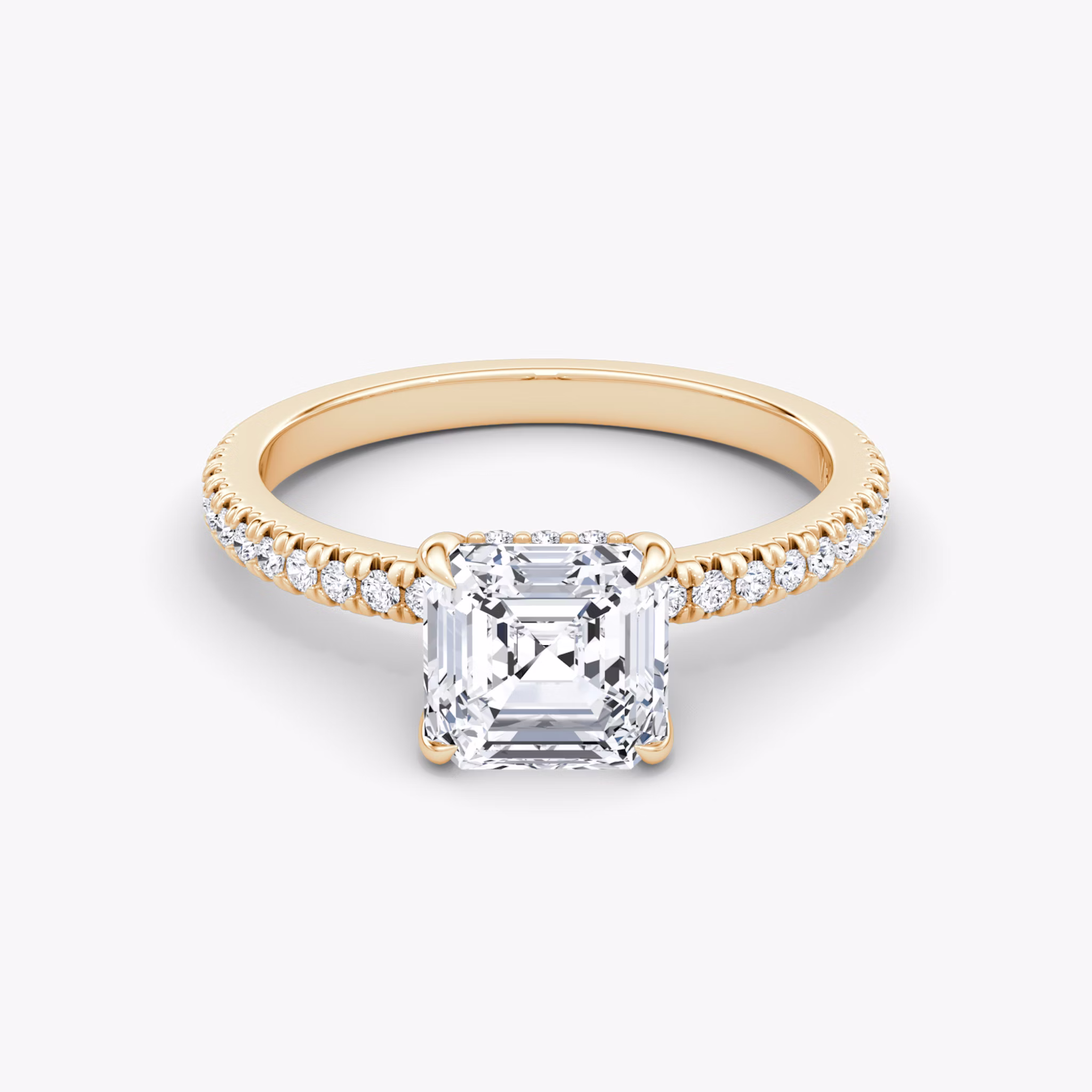 The Floating Solitaire | Asscher | 14k | Rose Gold | bandAccent: Pavé | diamondOrientation: vertical | caratWeight: other