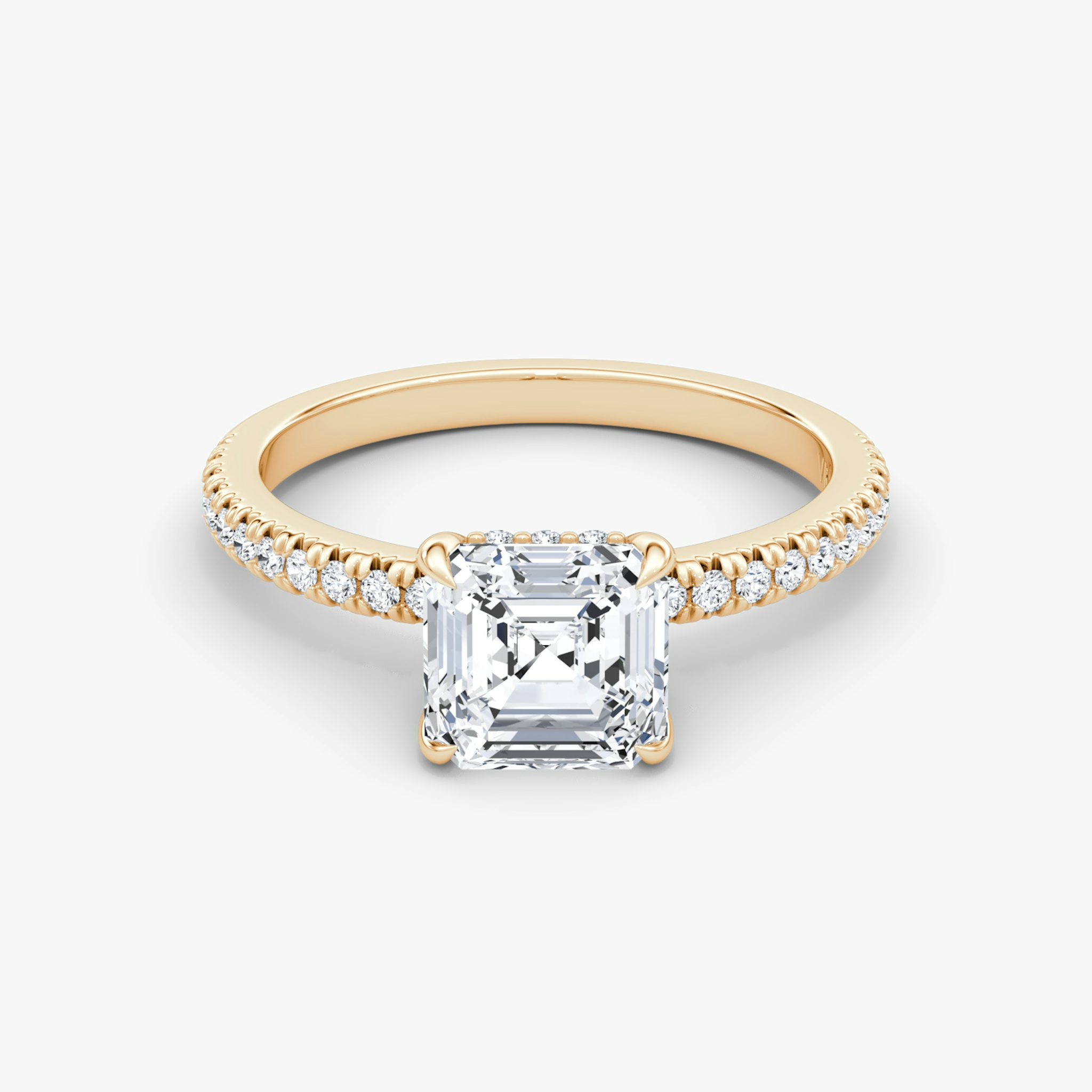 The Floating Solitaire | Asscher | 14k | Rose Gold | bandAccent: Pavé | diamondOrientation: vertical | caratWeight: other