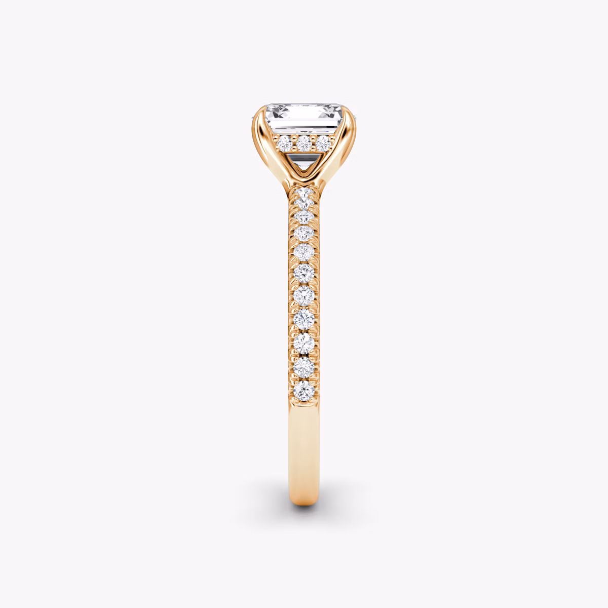 The Floating Solitaire | Asscher | 14k | Rose Gold | bandAccent: Pavé | diamondOrientation: vertical | caratWeight: other