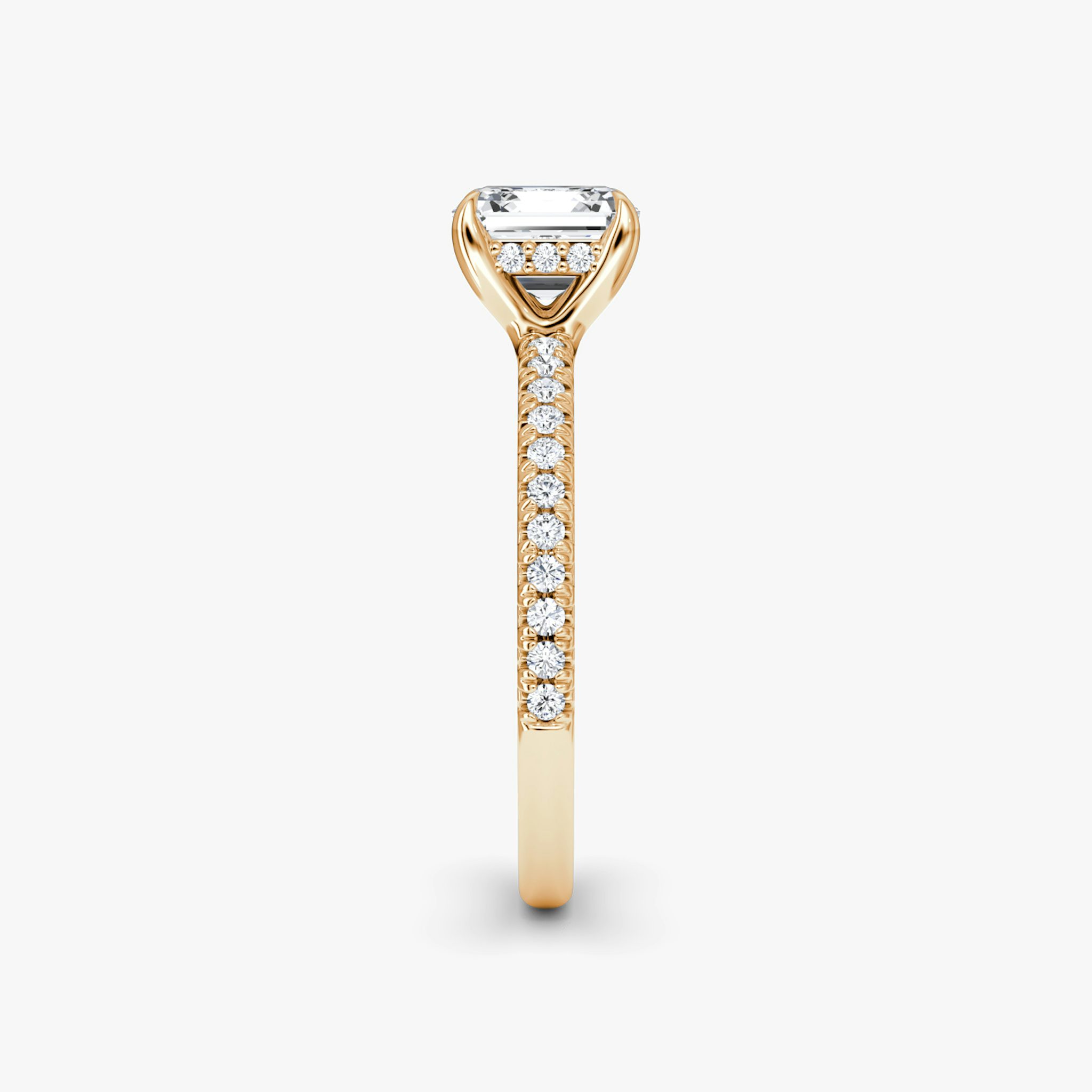 The Floating Solitaire | Asscher | 14k | Rose Gold | bandAccent: Pavé | diamondOrientation: vertical | caratWeight: other
