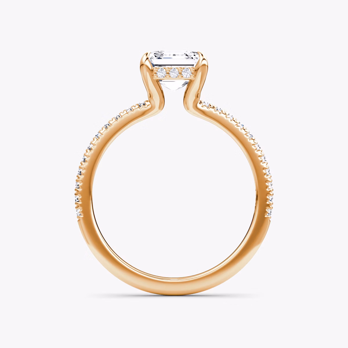 The Floating Solitaire | Asscher | 14k | Rose Gold | bandAccent: Pavé | diamondOrientation: vertical | caratWeight: other
