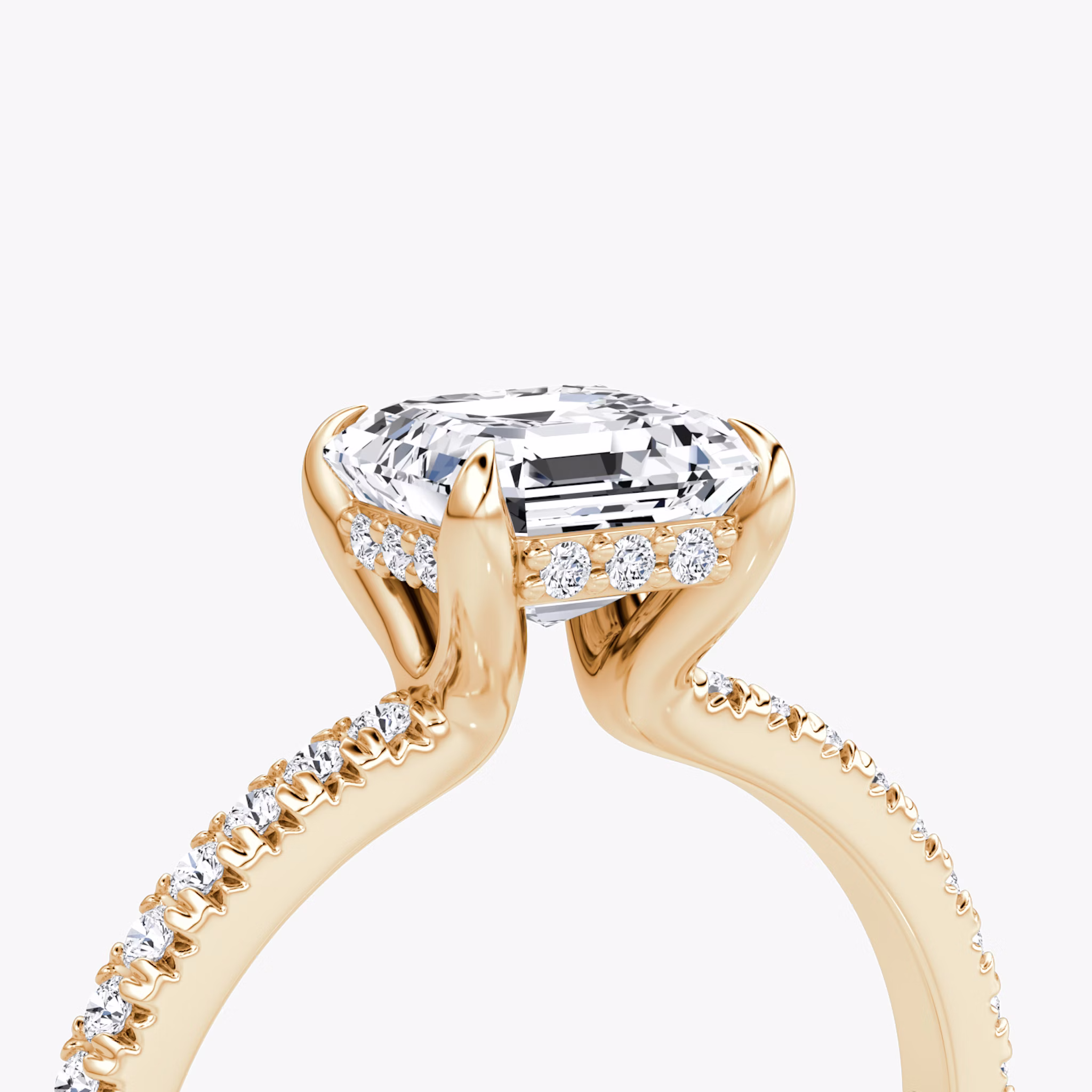 The Floating Solitaire | Asscher | 14k | Rose Gold | bandAccent: Pavé | diamondOrientation: vertical | caratWeight: other