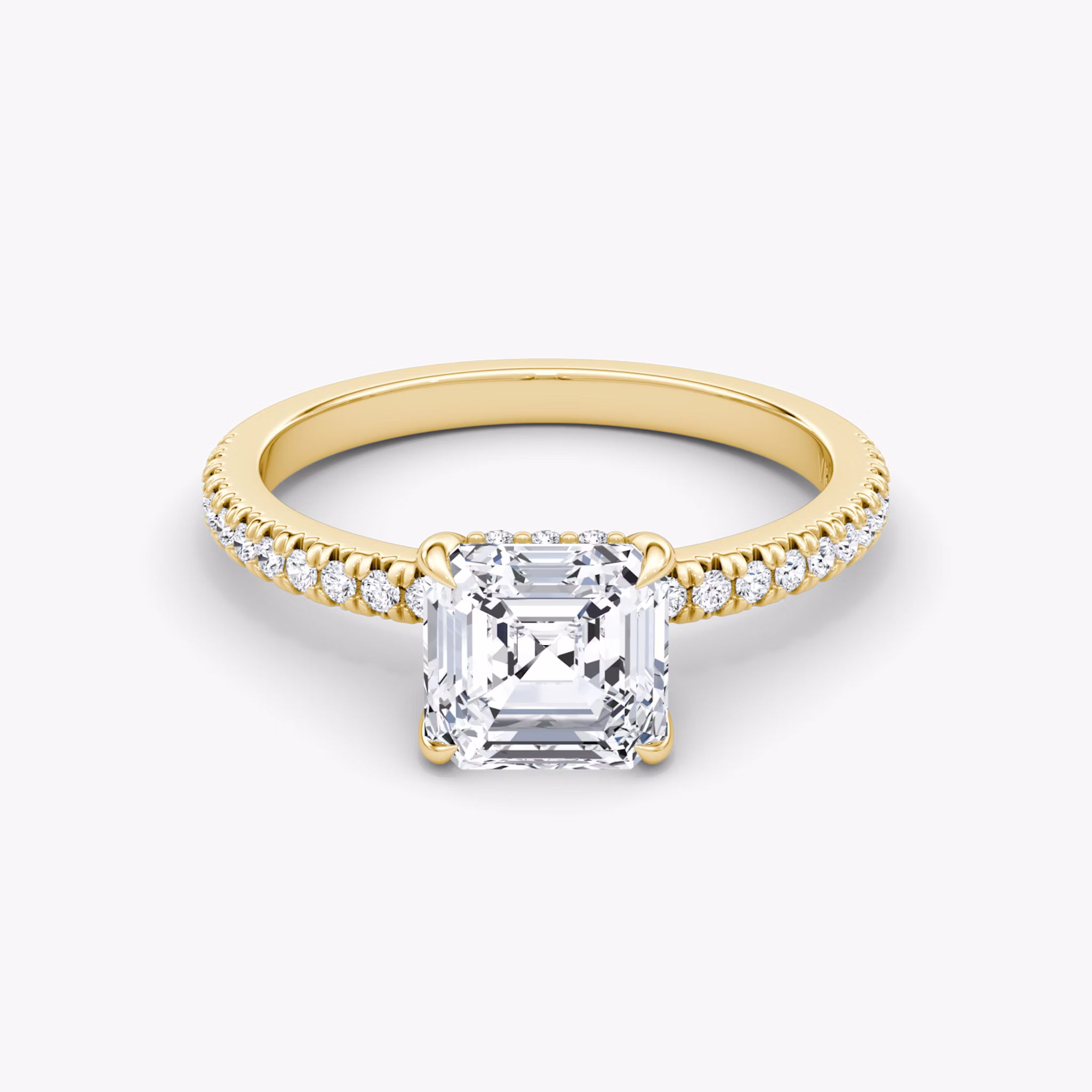 The Floating Solitaire | Asscher | 18k | Yellow Gold | bandAccent: Pavé | diamondOrientation: vertical | caratWeight: other