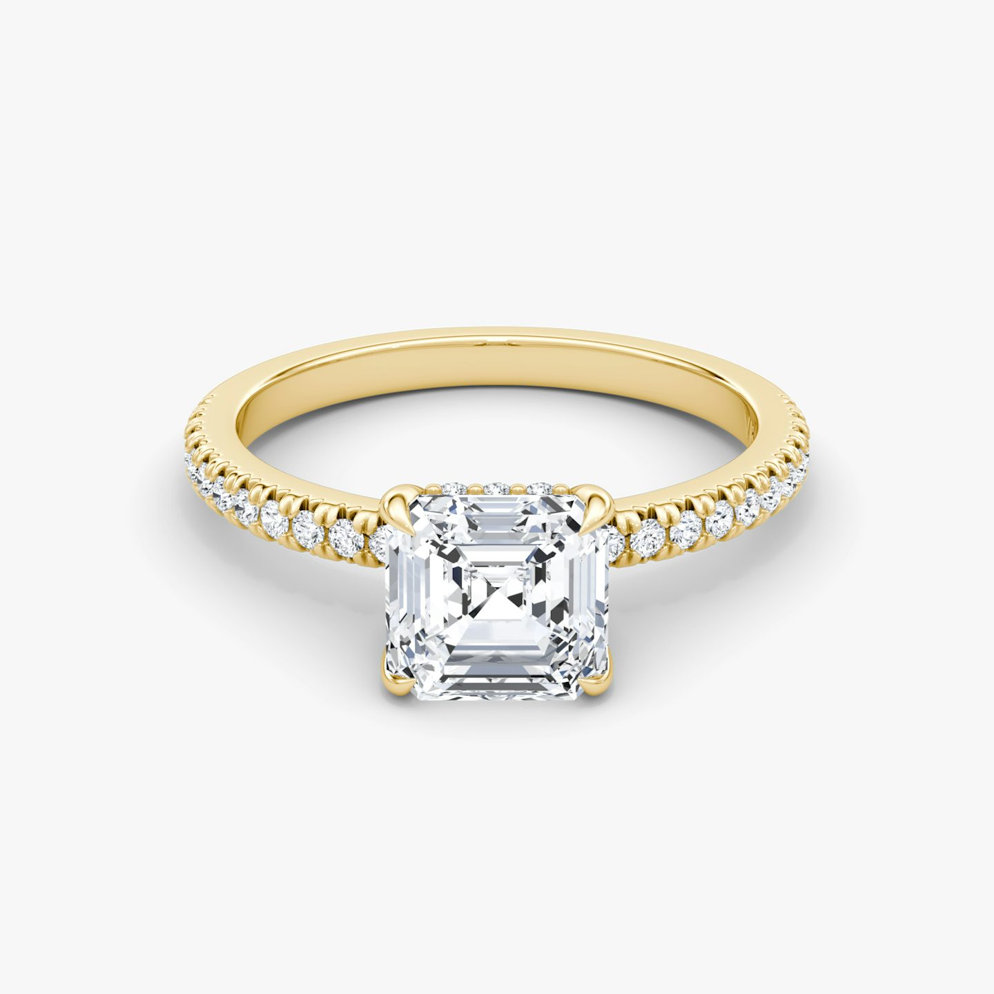Anillo de compromiso Floating Solitaire | Asscher | 18k | Oro amarillo | bandAccent: Pavé | diamondOrientation: vertical | caratWeight: other