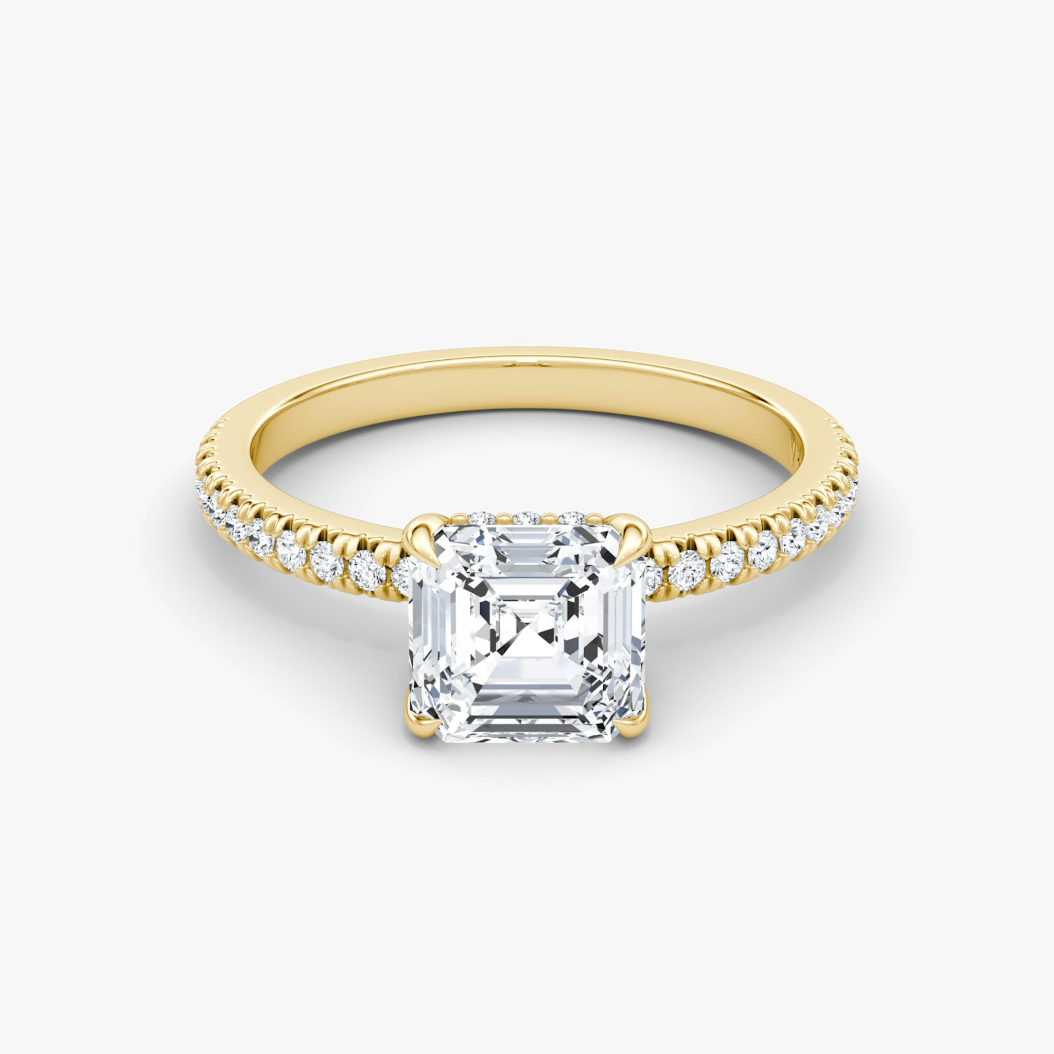 The Floating Solitaire | Asscher | 18k | Yellow Gold | bandAccent: Pavé | diamondOrientation: vertical | caratWeight: other