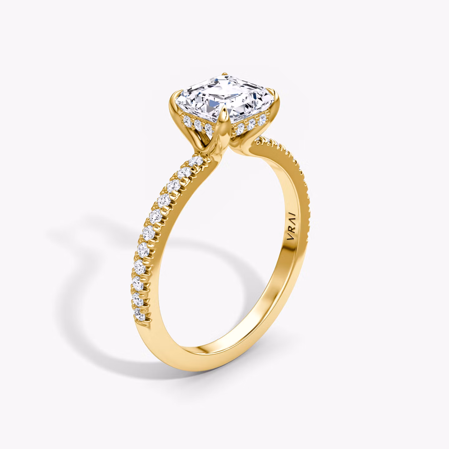 The Floating Solitaire Asscher | Yellow Gold