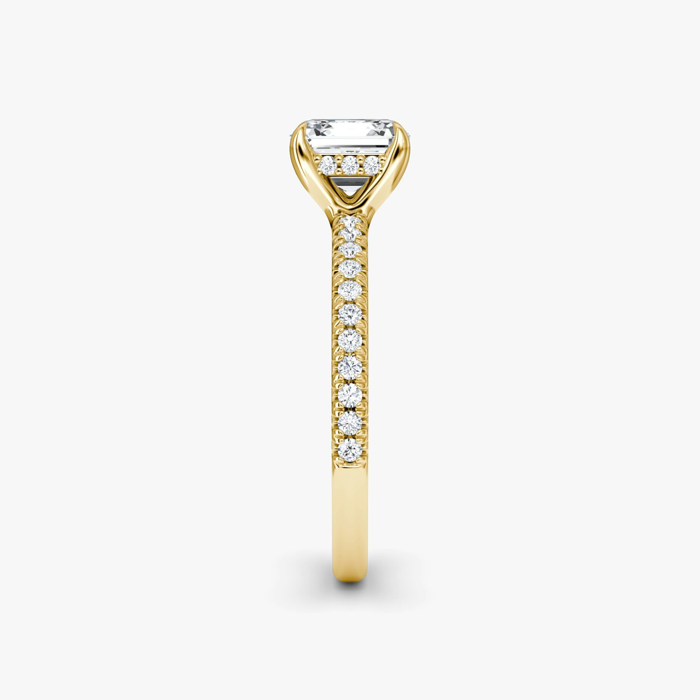 Anillo de compromiso Floating Solitaire | Asscher | 18k | Oro amarillo | bandAccent: Pavé | diamondOrientation: vertical | caratWeight: other