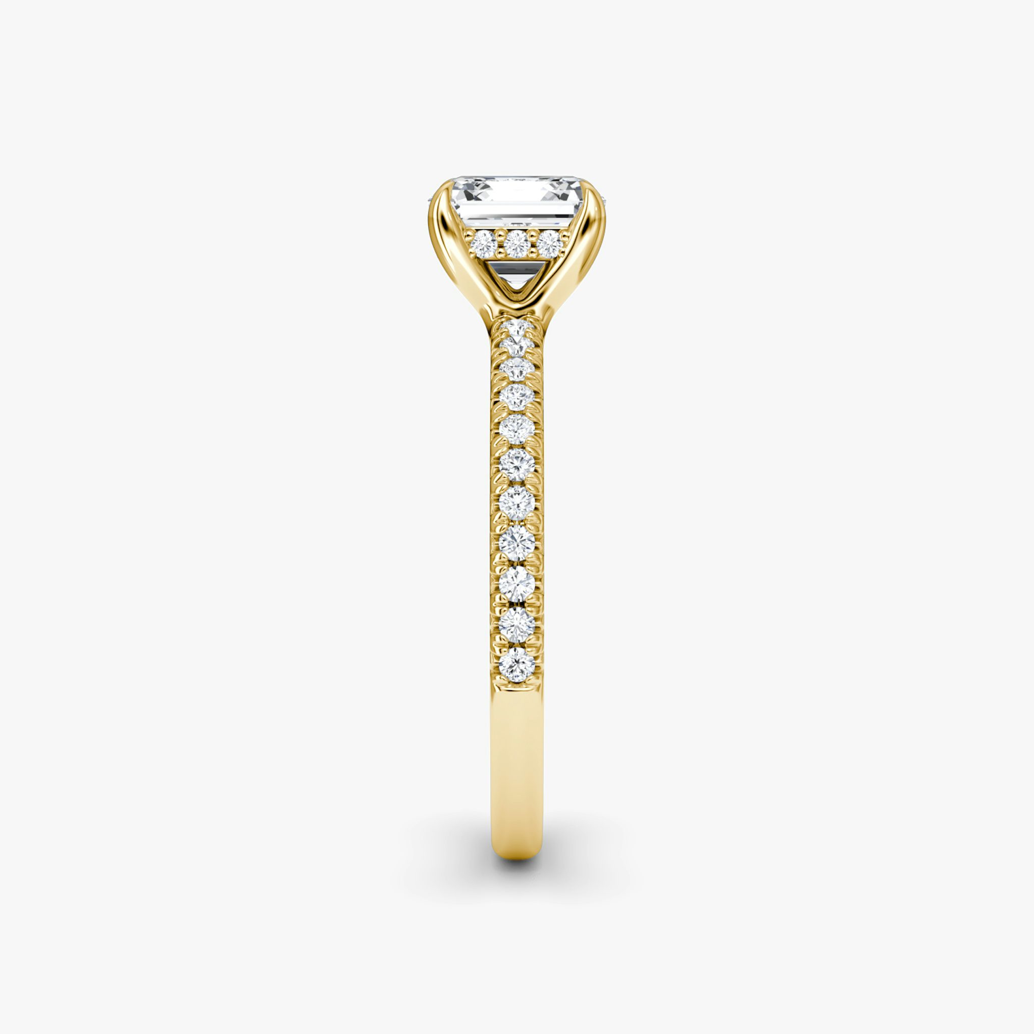The Floating Solitaire | Asscher | 18k | Yellow Gold | bandAccent: Pavé | diamondOrientation: vertical | caratWeight: other