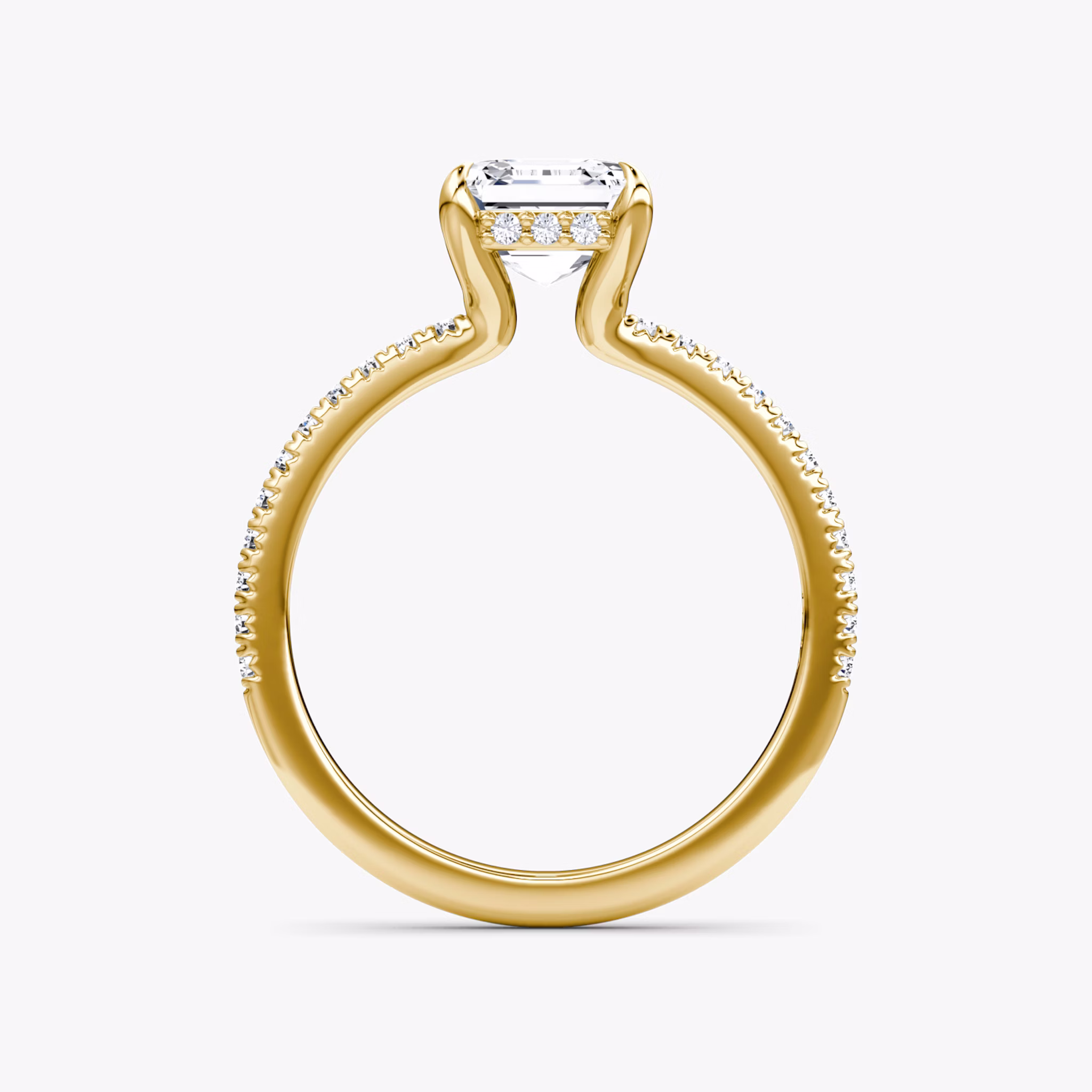 The Floating Solitaire | Asscher | 18k | Yellow Gold | bandAccent: Pavé | diamondOrientation: vertical | caratWeight: other