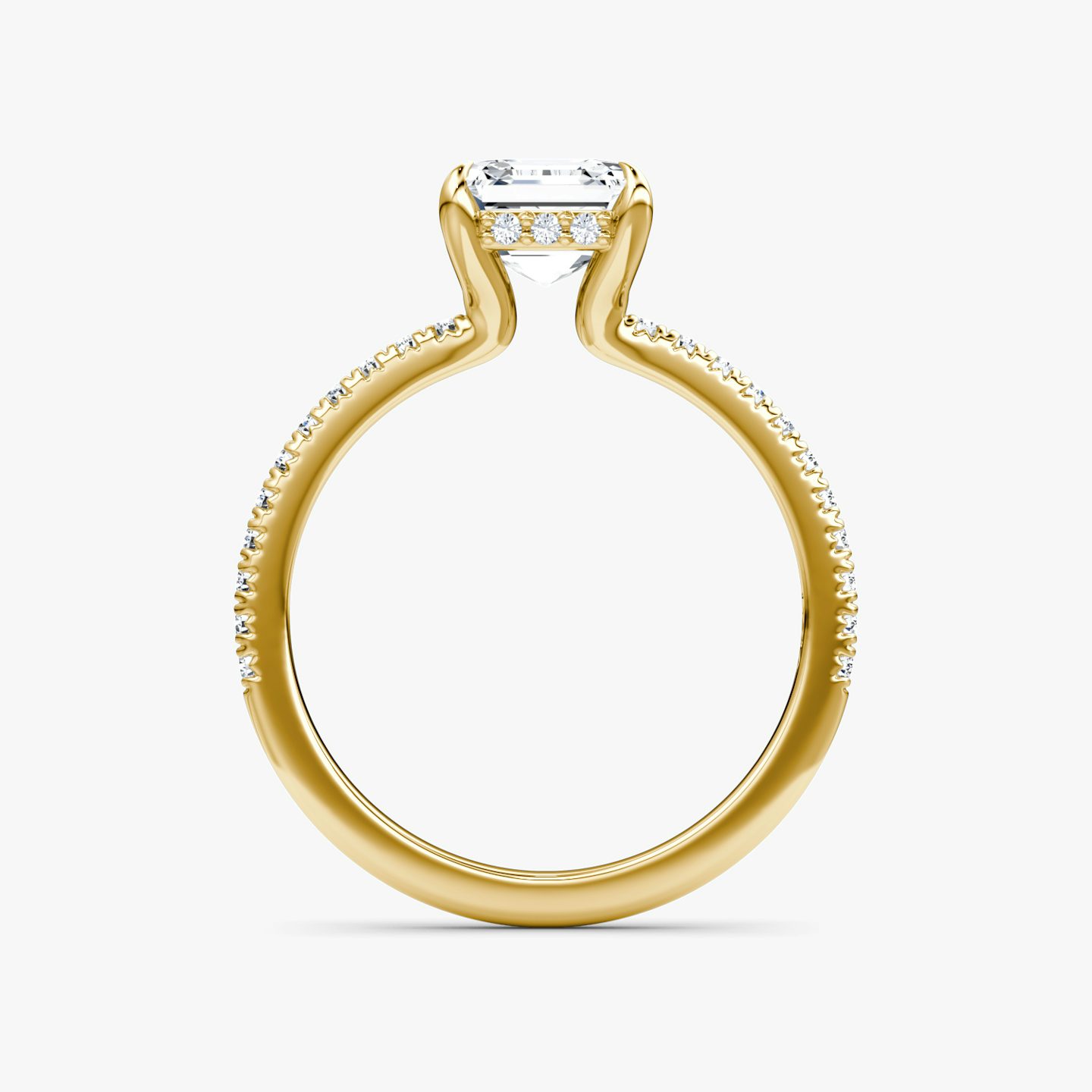 Anillo de compromiso Floating Solitaire | Asscher | 18k | Oro amarillo | bandAccent: Pavé | diamondOrientation: vertical | caratWeight: other
