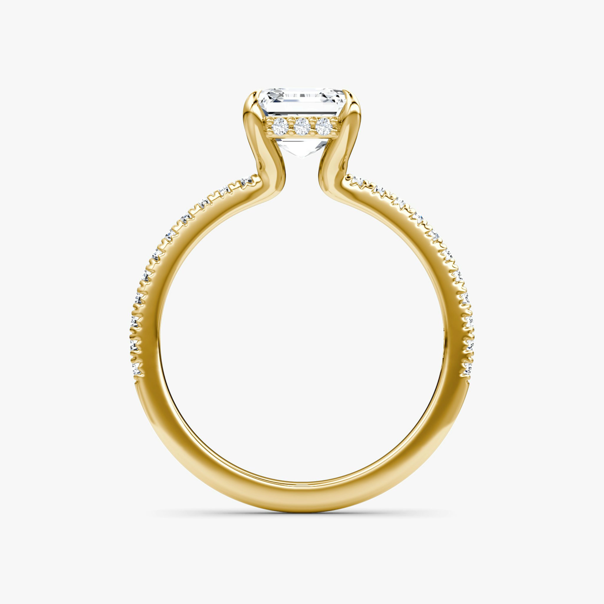 The Floating Solitaire | Asscher | 18k | Yellow Gold | bandAccent: Pavé | diamondOrientation: vertical | caratWeight: other