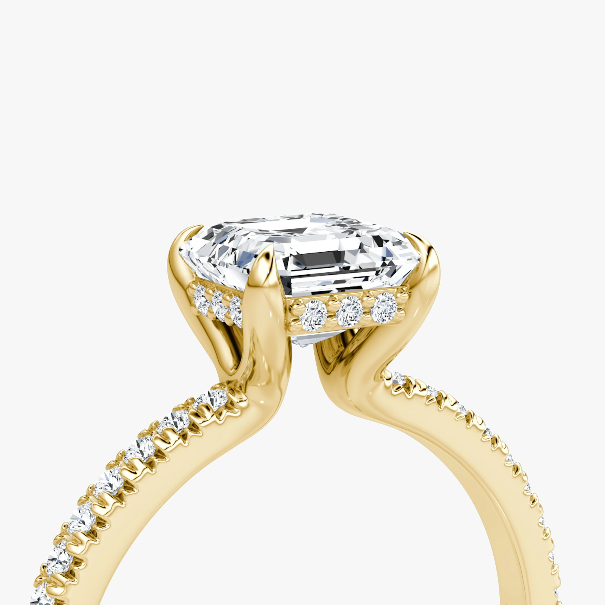 The Floating Solitaire | Asscher | 18k | Yellow Gold | bandAccent: Pavé | diamondOrientation: vertical | caratWeight: other