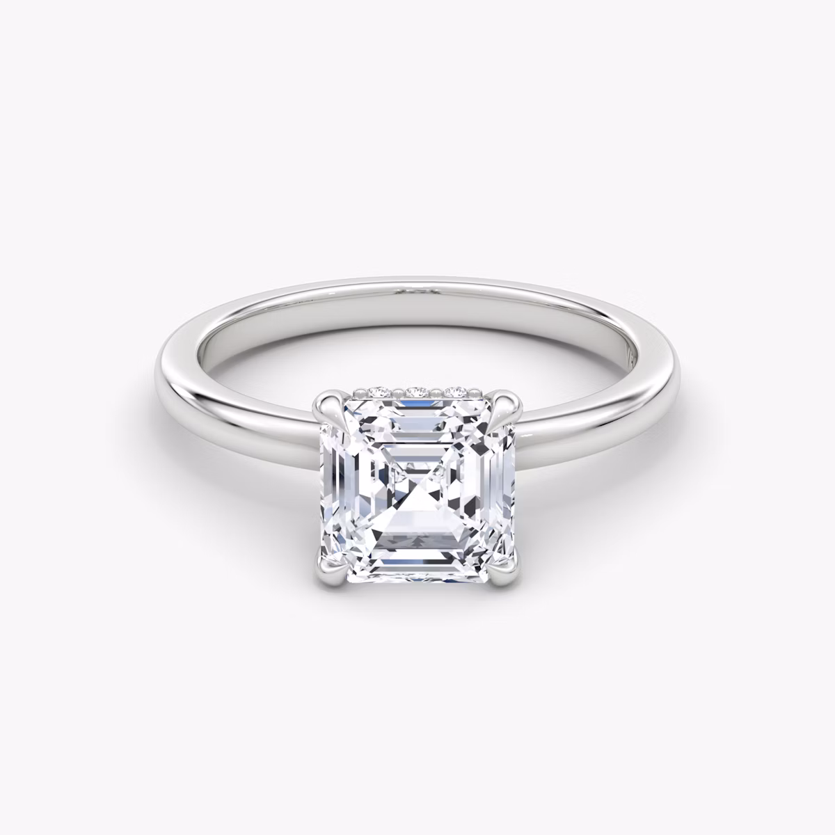 Anillo de compromiso Floating Solitaire | Asscher | 18k | Oro blanco | bandAccent: Simple | diamondOrientation: vertical | caratWeight: other