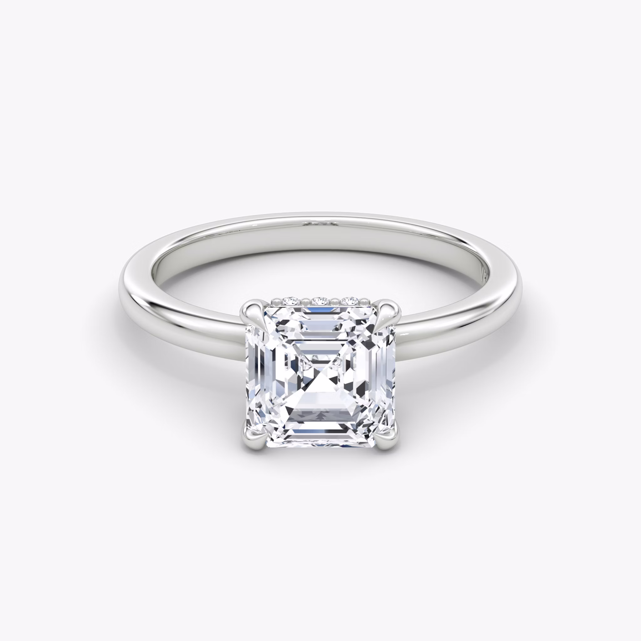 The Floating Solitaire | Asscher | Platinum | bandAccent: Plain | diamondOrientation: vertical | caratWeight: other