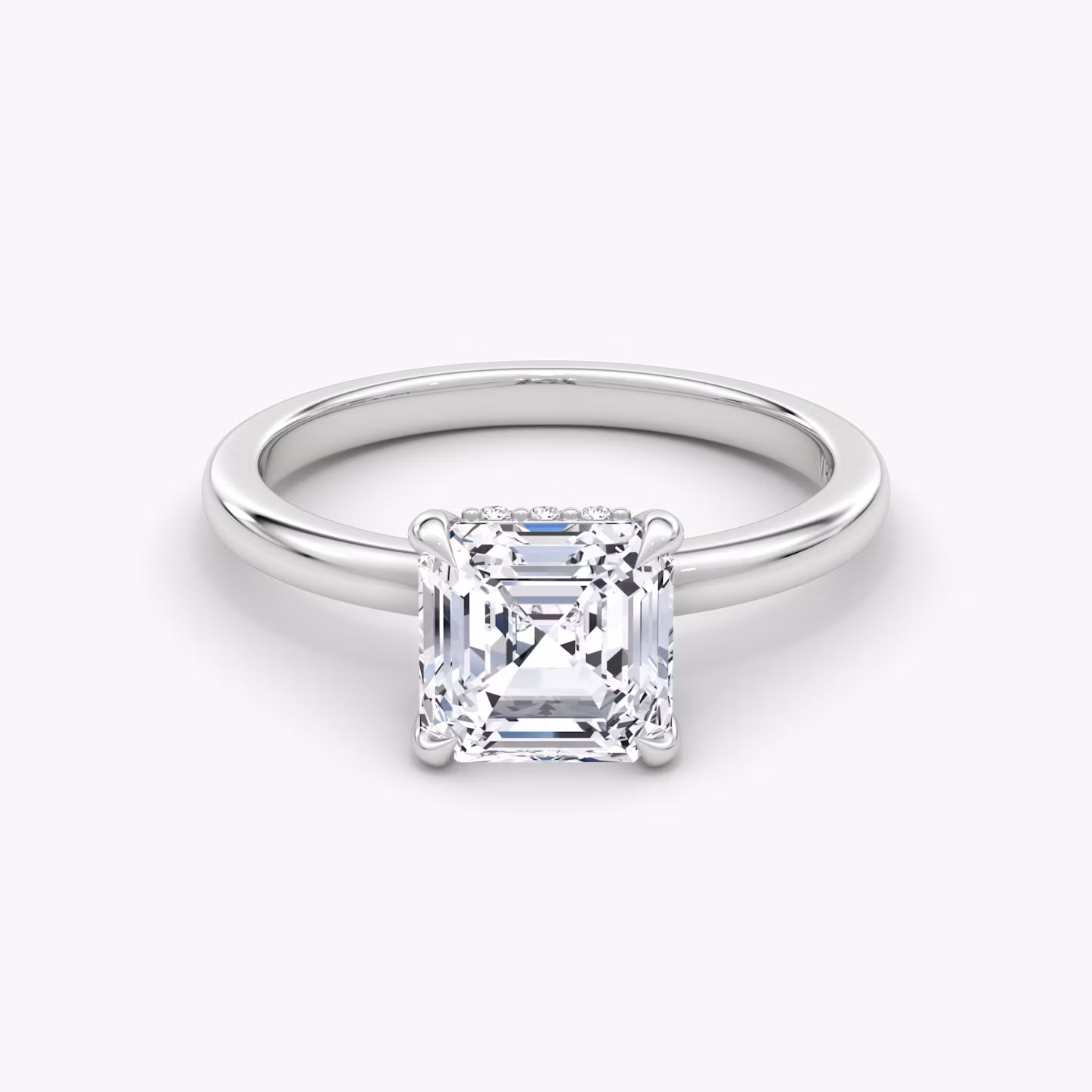 The Floating Solitaire | Asscher | 18k | White Gold | bandAccent: Plain | diamondOrientation: vertical | caratWeight: other