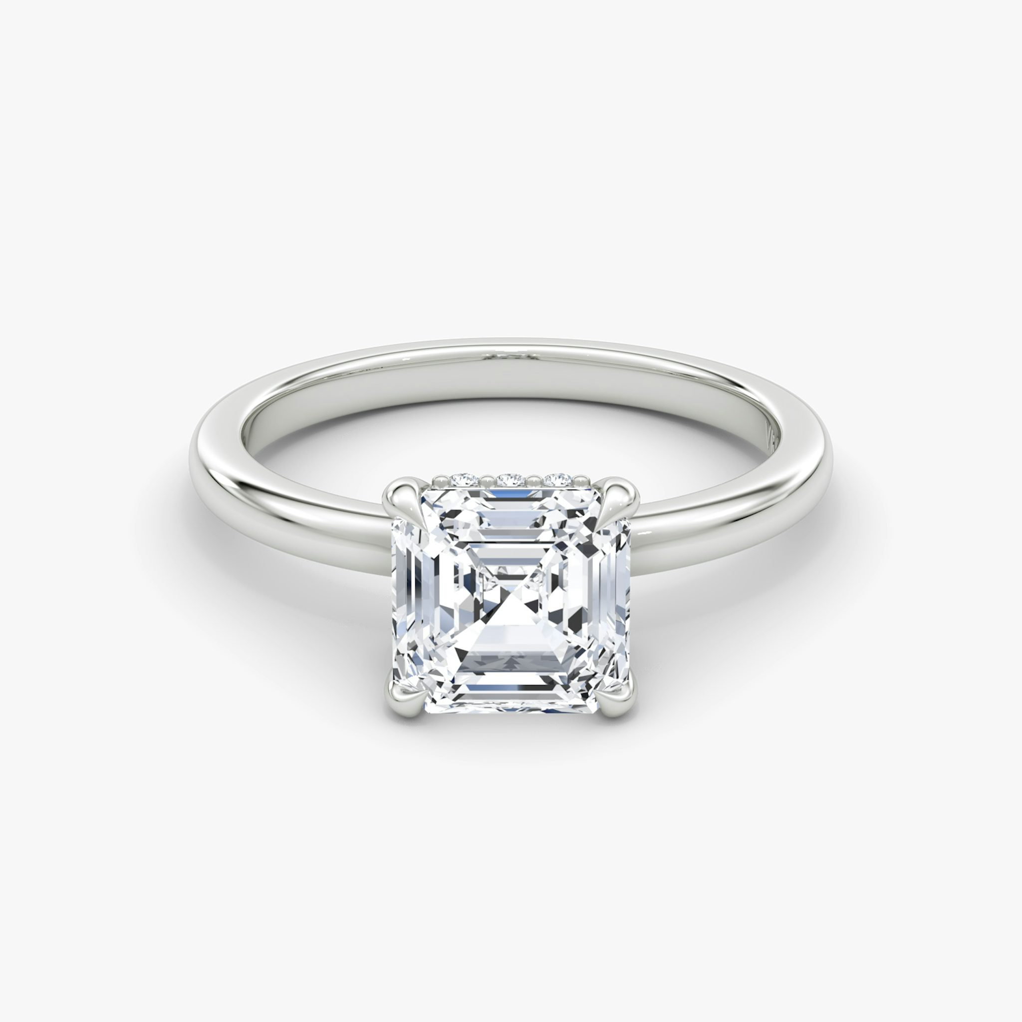 The Floating Solitaire | Asscher | Platinum | bandAccent: Plain | diamondOrientation: vertical | caratWeight: other