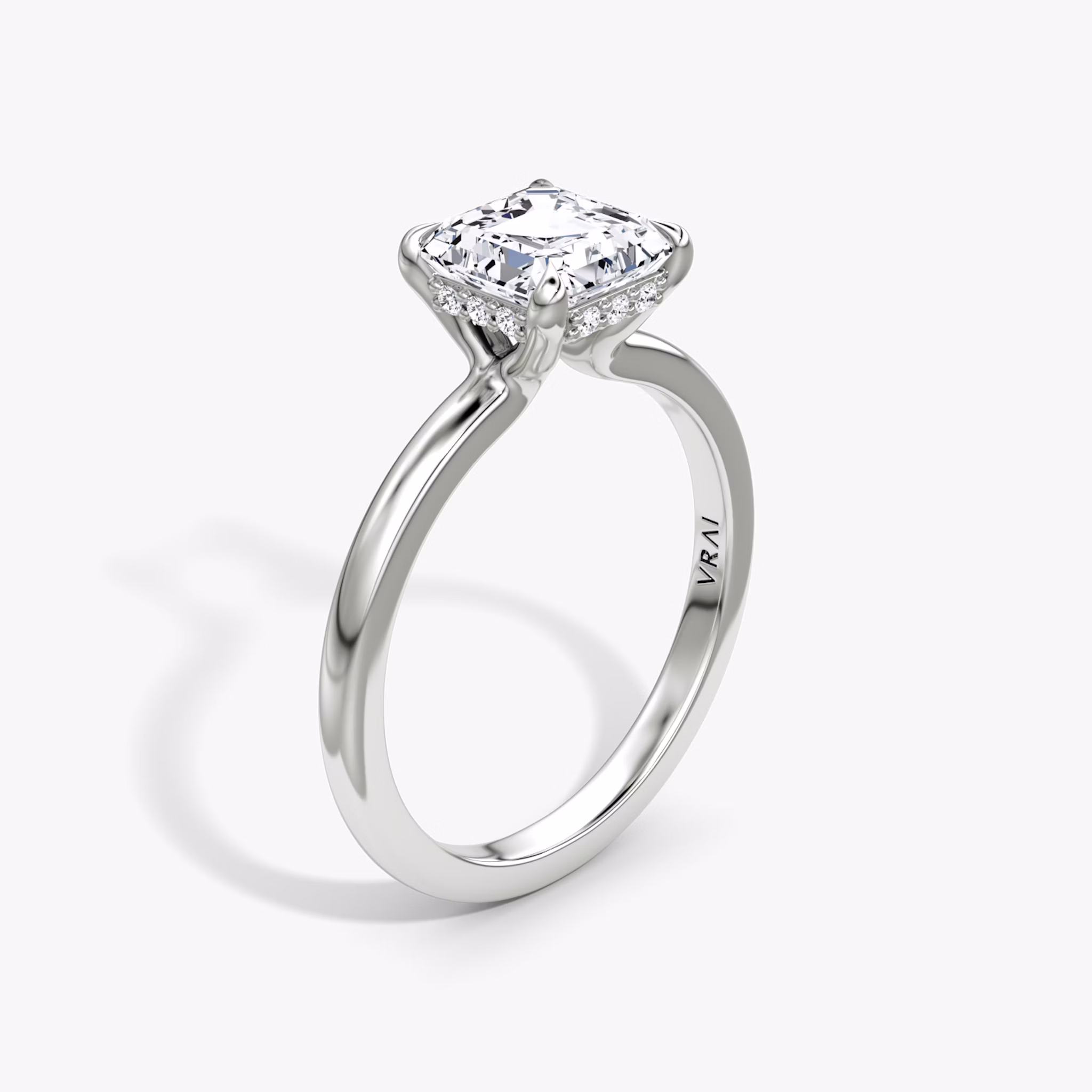 The Floating Solitaire | Asscher | Platinum | bandAccent: Plain | diamondOrientation: vertical | caratWeight: other