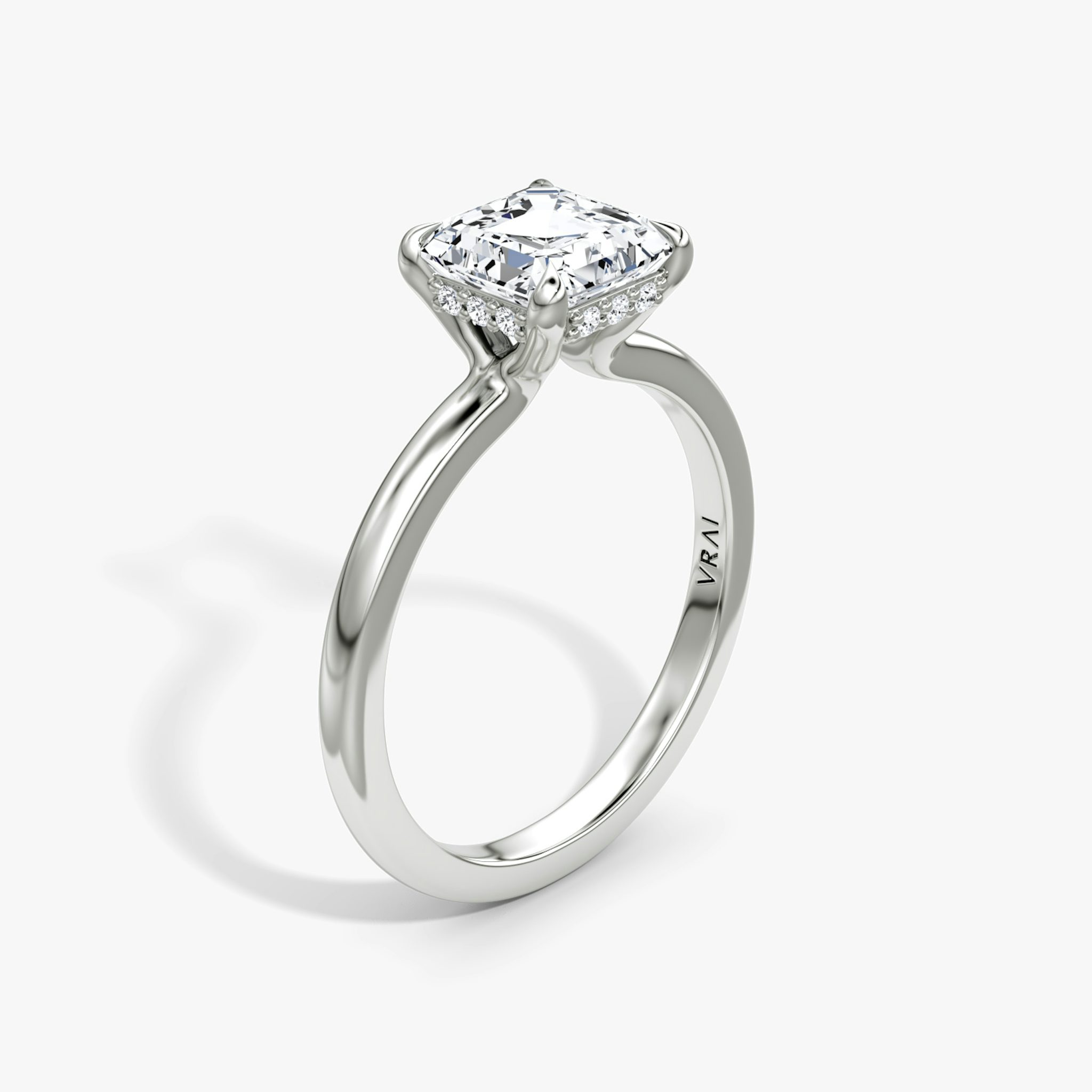 The Floating Solitaire | Asscher | Platinum | bandAccent: Plain | diamondOrientation: vertical | caratWeight: other