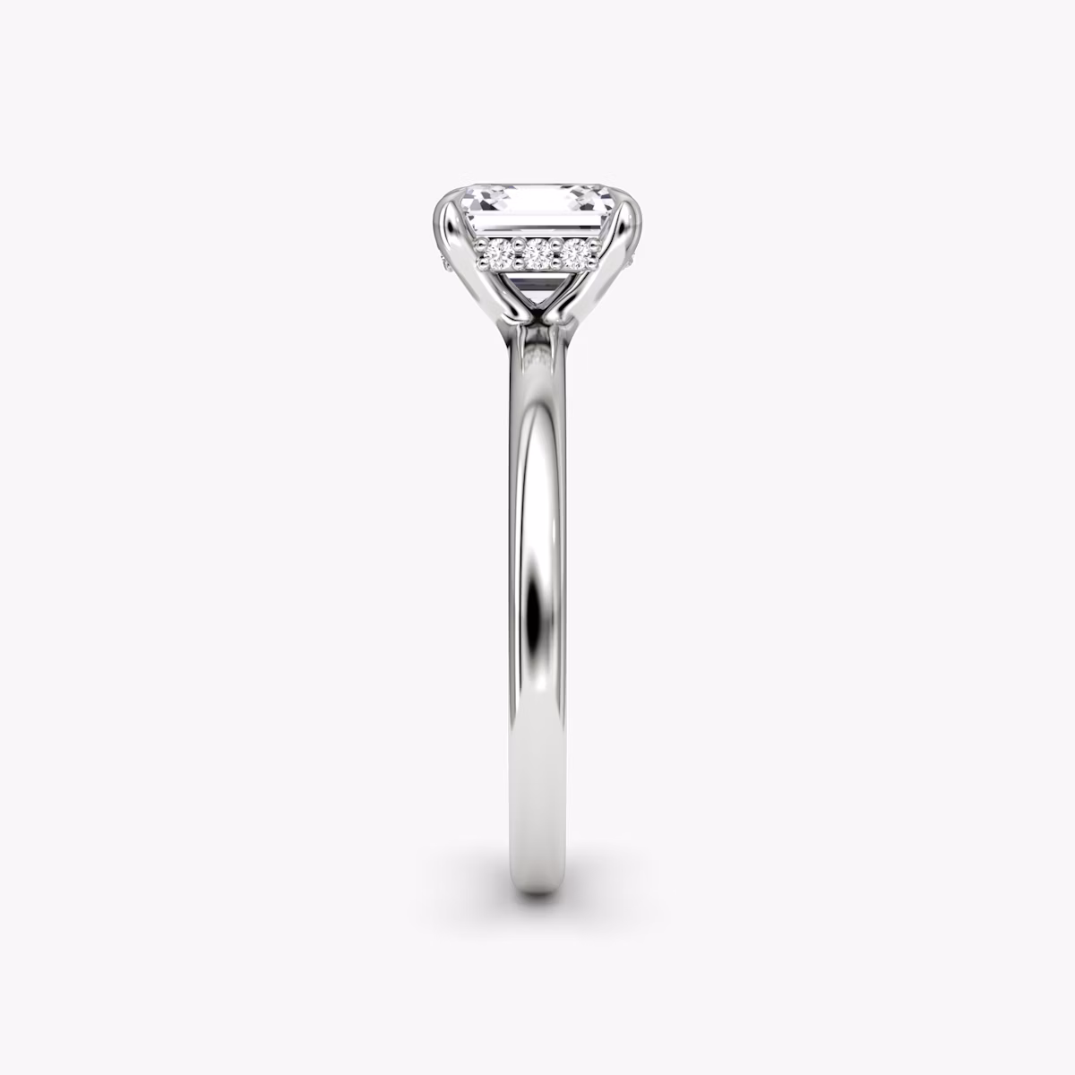 Anillo de compromiso Floating Solitaire | Asscher | 18k | Oro blanco | bandAccent: Simple | diamondOrientation: vertical | caratWeight: other