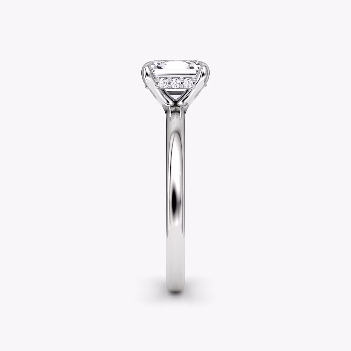 The Floating Solitaire | Asscher | 18k | White Gold | bandAccent: Plain | diamondOrientation: vertical | caratWeight: other