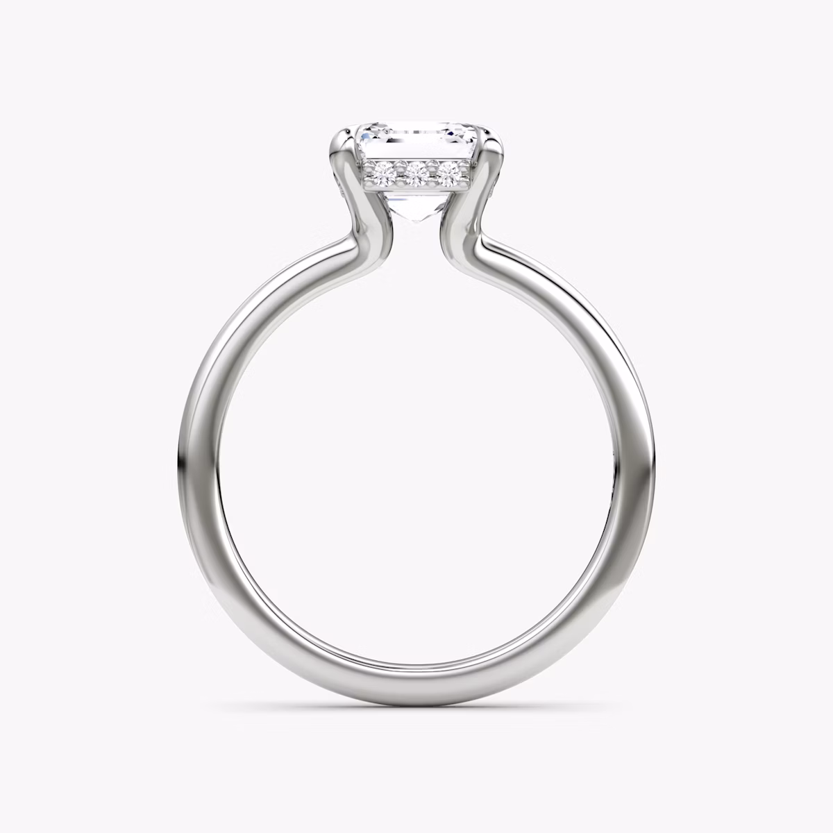Anillo de compromiso Floating Solitaire | Asscher | 18k | Oro blanco | bandAccent: Simple | diamondOrientation: vertical | caratWeight: other
