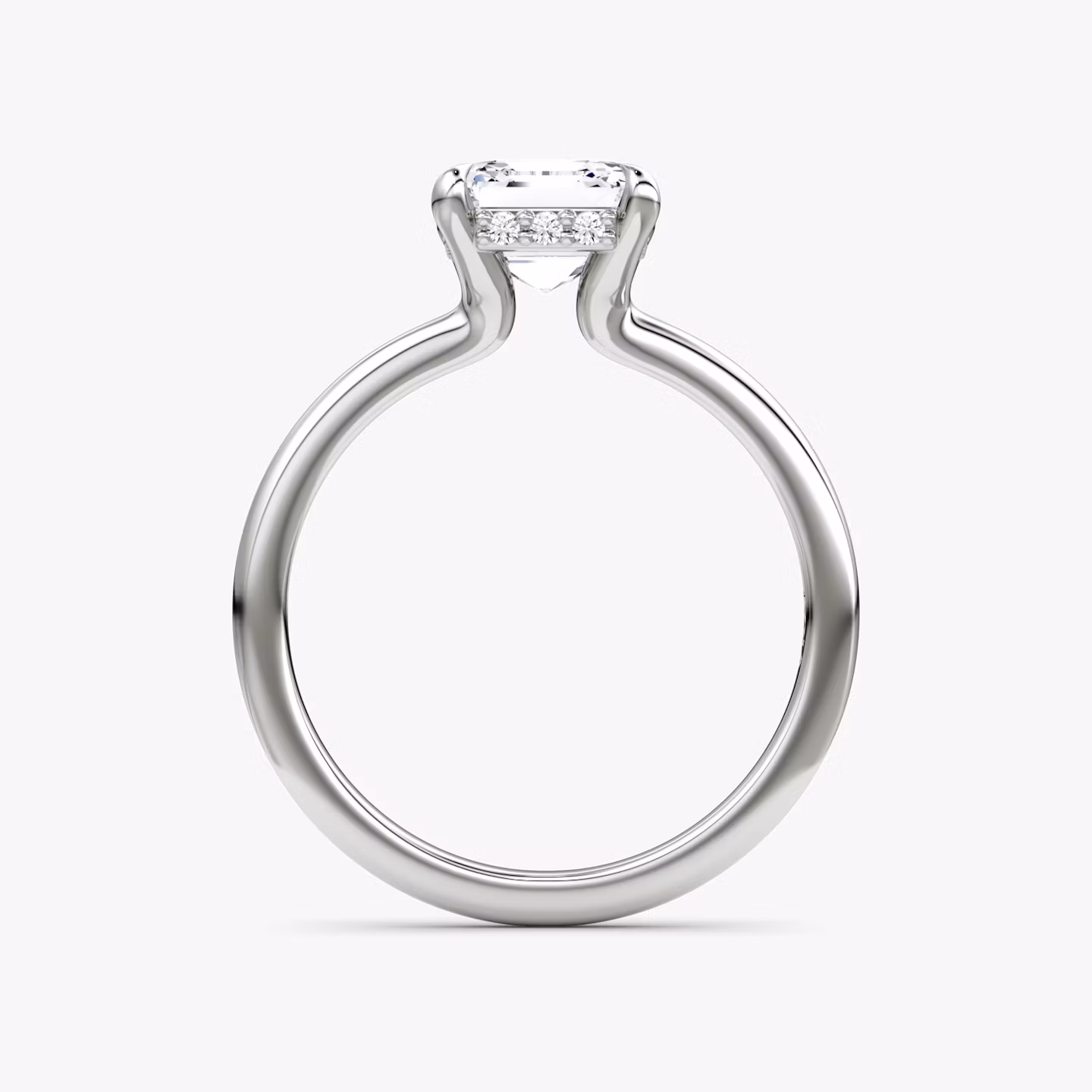 The Floating Solitaire | Asscher | 18k | White Gold | bandAccent: Plain | diamondOrientation: vertical | caratWeight: other