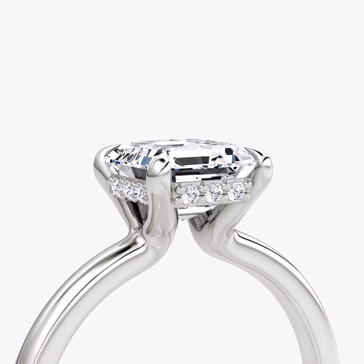 Anillo de compromiso Floating Solitaire | Asscher | 18k | Oro blanco | bandAccent: Simple | diamondOrientation: vertical | caratWeight: other