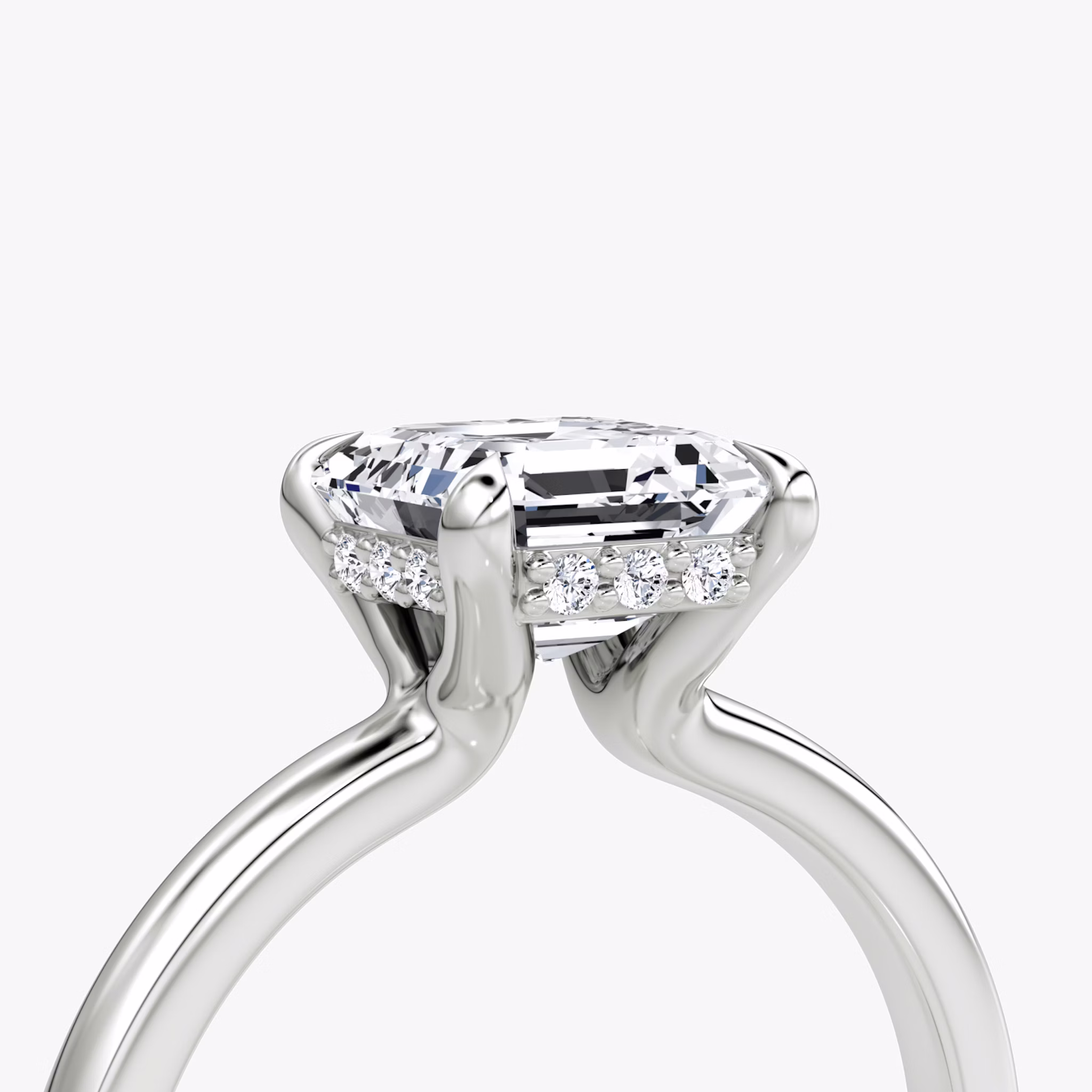 The Floating Solitaire | Asscher | Platinum | bandAccent: Plain | diamondOrientation: vertical | caratWeight: other