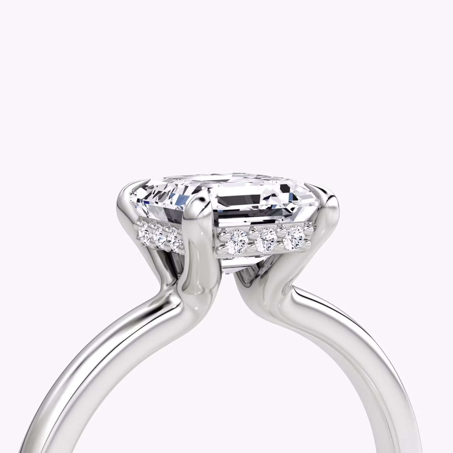 The Floating Solitaire | Asscher | 18k | White Gold | bandAccent: Plain | diamondOrientation: vertical | caratWeight: other