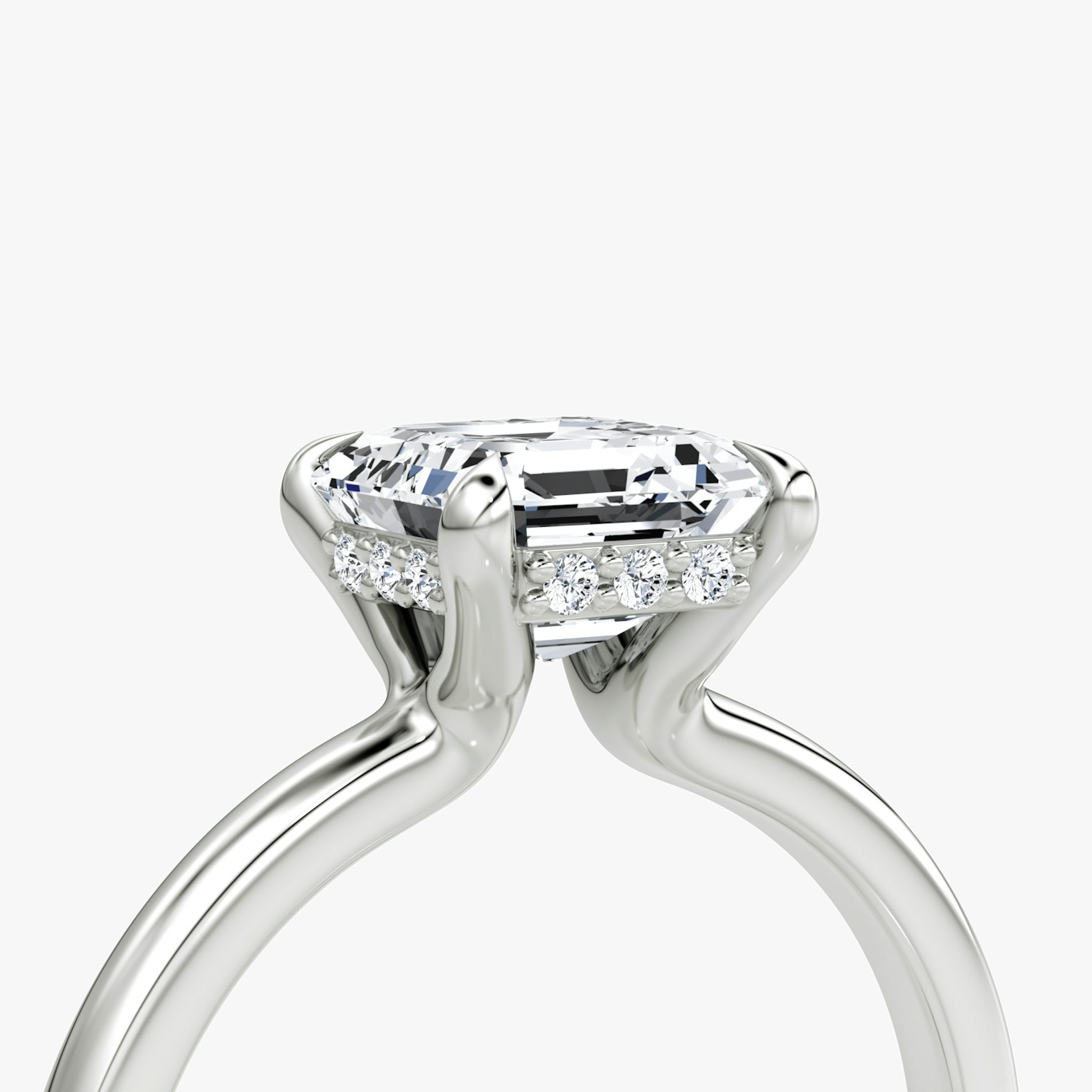 The Floating Solitaire | Asscher | Platinum | bandAccent: Plain | diamondOrientation: vertical | caratWeight: other