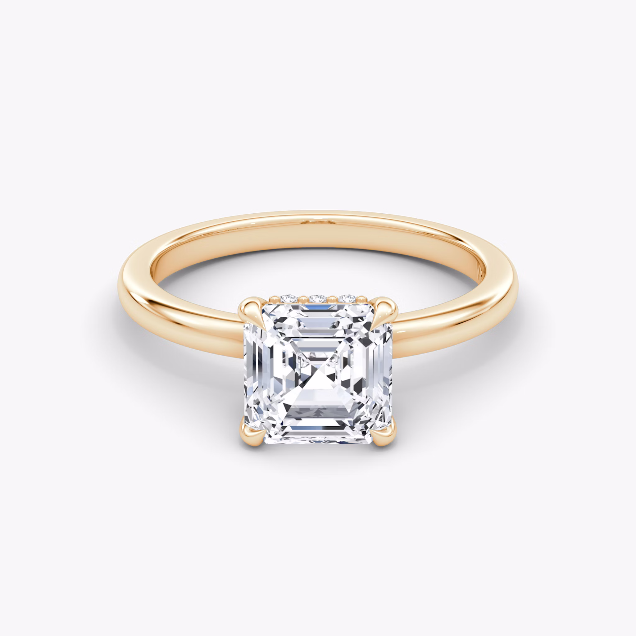 The Floating Solitaire | Asscher | 14k | Rose Gold | bandAccent: Plain | diamondOrientation: vertical | caratWeight: other