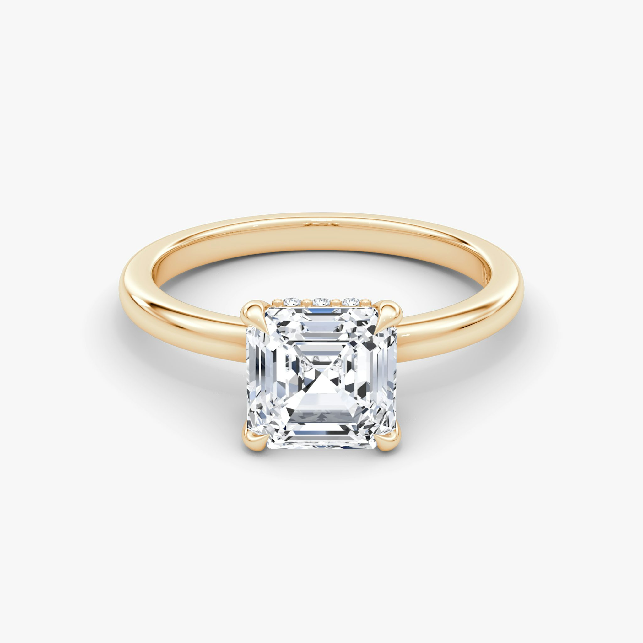 The Floating Solitaire | Asscher | 14k | Rose Gold | bandAccent: Plain | diamondOrientation: vertical | caratWeight: other