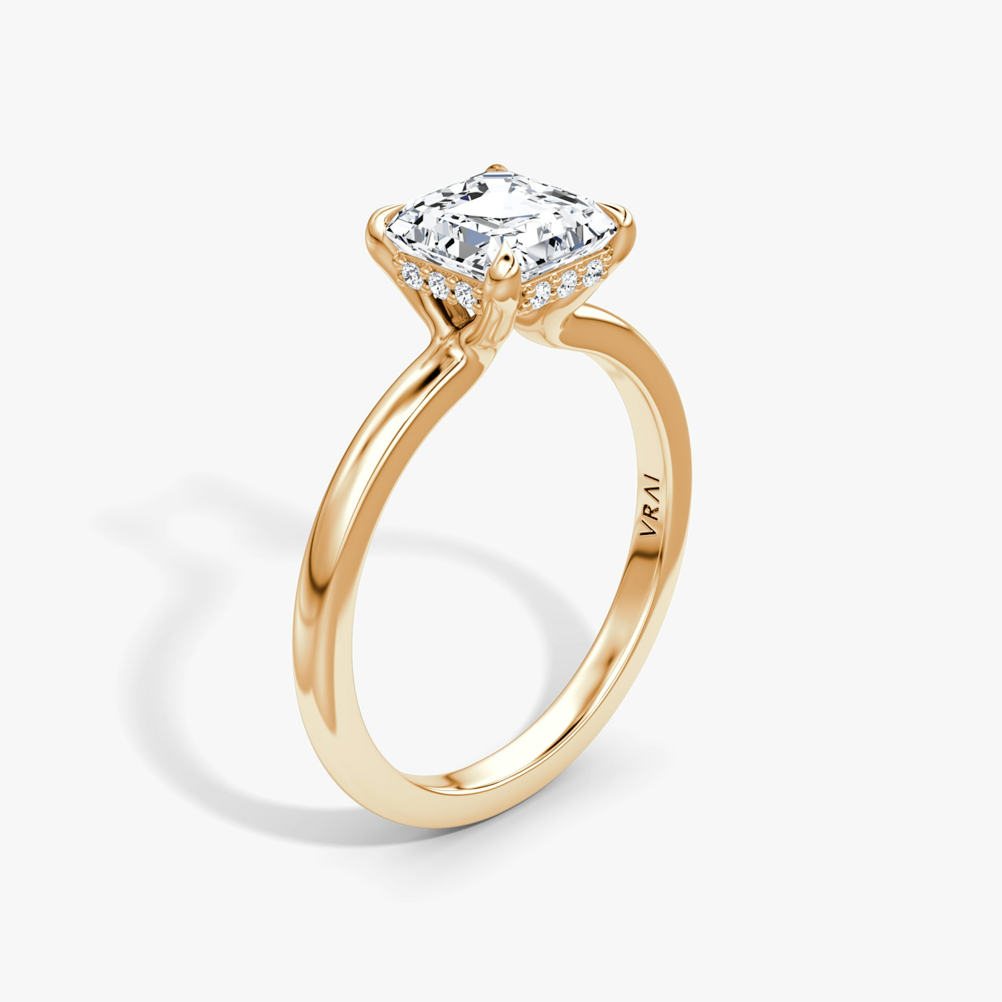 The Floating Solitaire | Asscher | 14k | Rose Gold | bandAccent: Plain | diamondOrientation: vertical | caratWeight: other