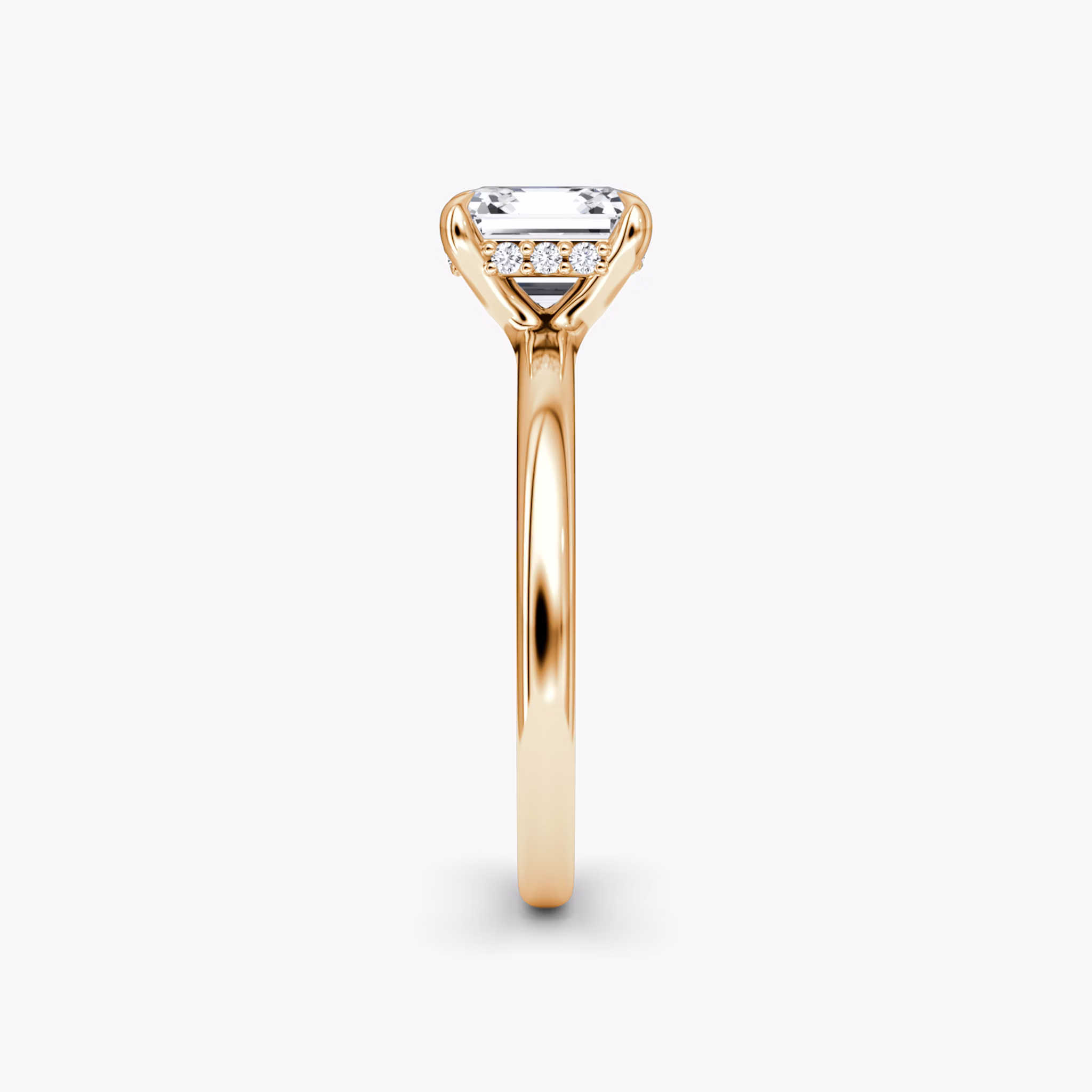 The Floating Solitaire | Asscher | 14k | Rose Gold | bandAccent: Plain | diamondOrientation: vertical | caratWeight: other