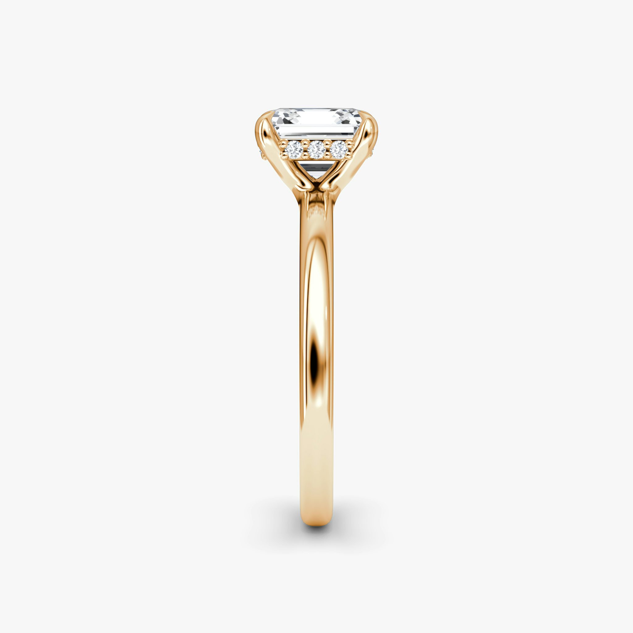 The Floating Solitaire | Asscher | 14k | Rose Gold | bandAccent: Plain | diamondOrientation: vertical | caratWeight: other