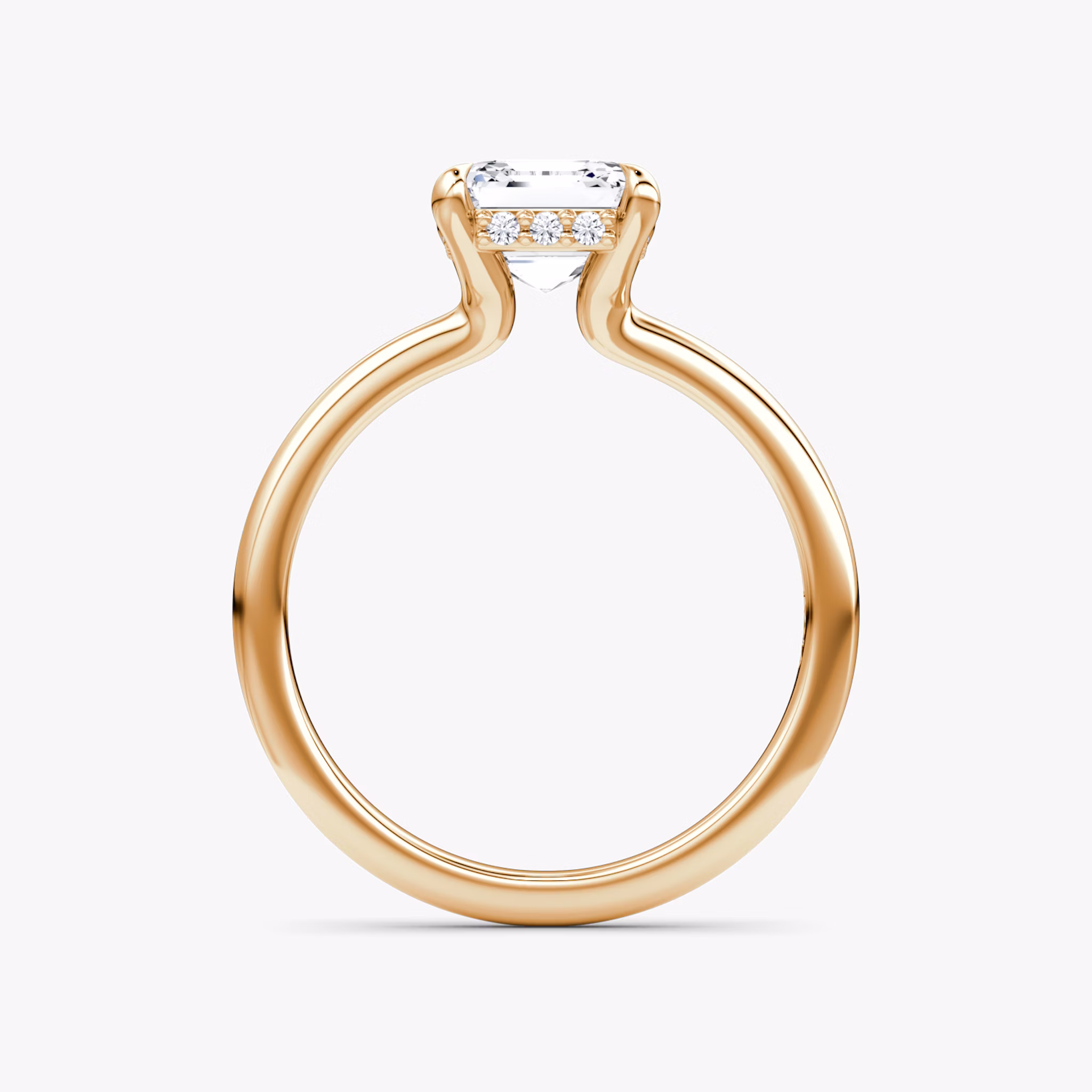 The Floating Solitaire | Asscher | 14k | Rose Gold | bandAccent: Plain | diamondOrientation: vertical | caratWeight: other