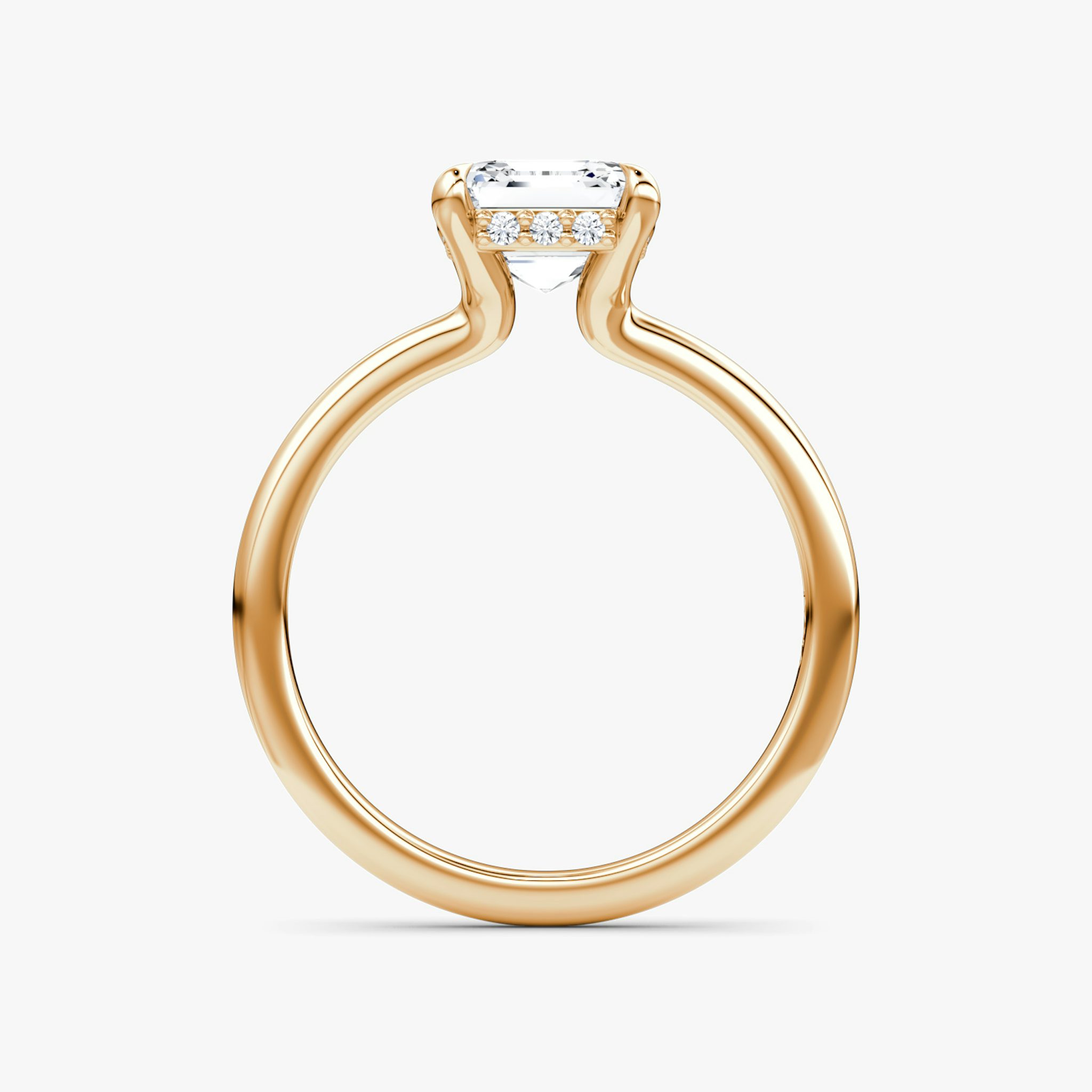 The Floating Solitaire | Asscher | 14k | Rose Gold | bandAccent: Plain | diamondOrientation: vertical | caratWeight: other