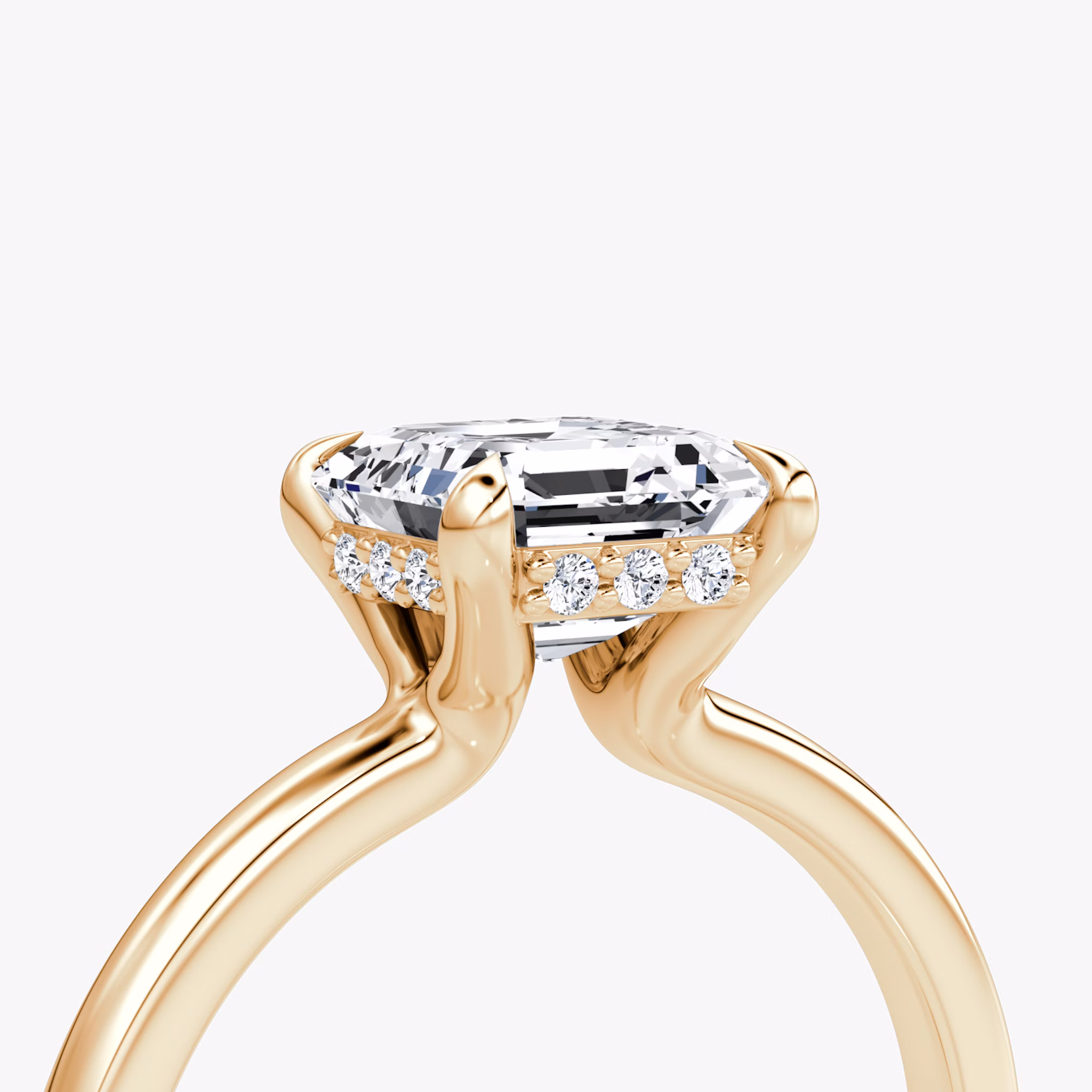 The Floating Solitaire | Asscher | 14k | Rose Gold | bandAccent: Plain | diamondOrientation: vertical | caratWeight: other