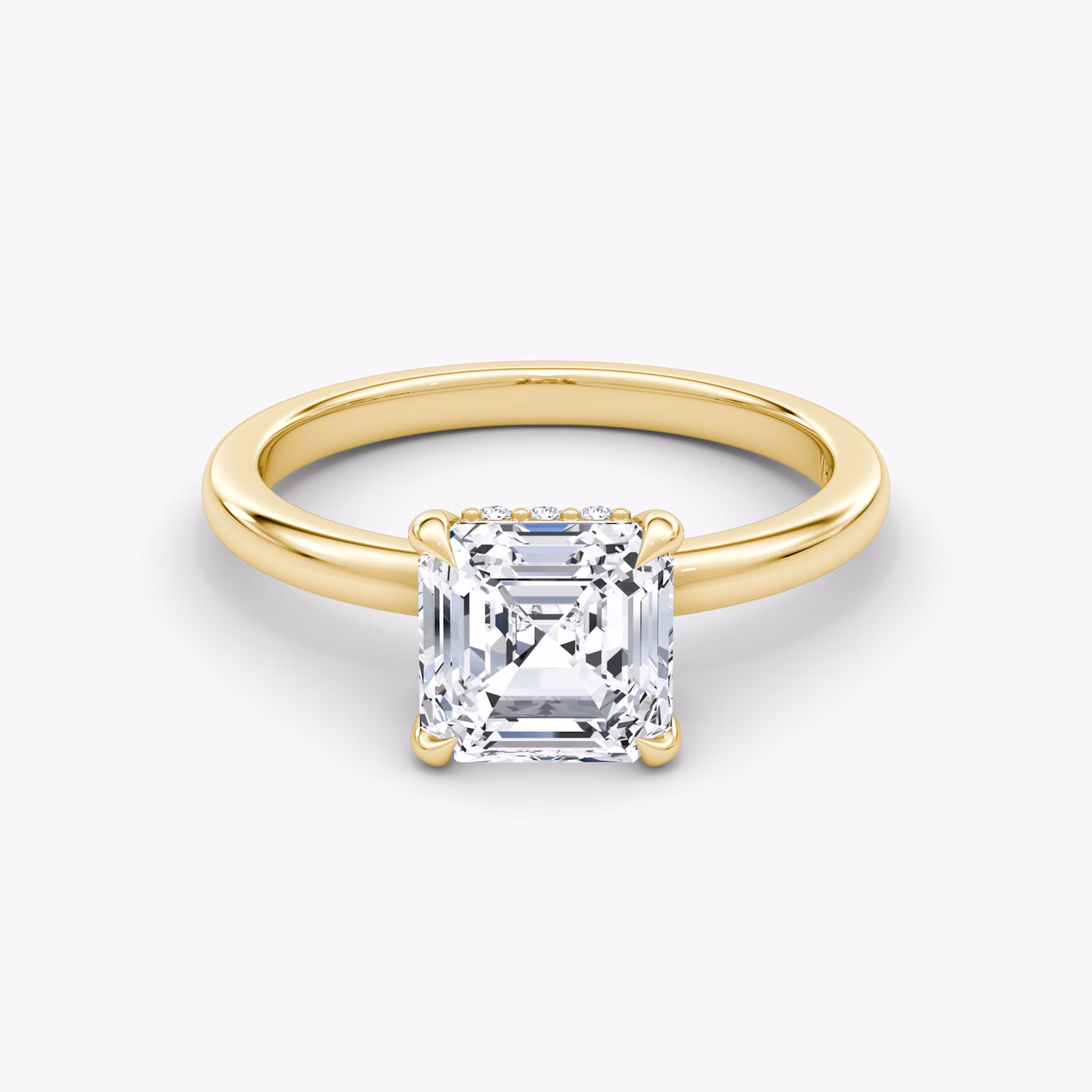 The Floating Solitaire | Asscher | 18k | Yellow Gold | bandAccent: Plain | diamondOrientation: vertical | caratWeight: other