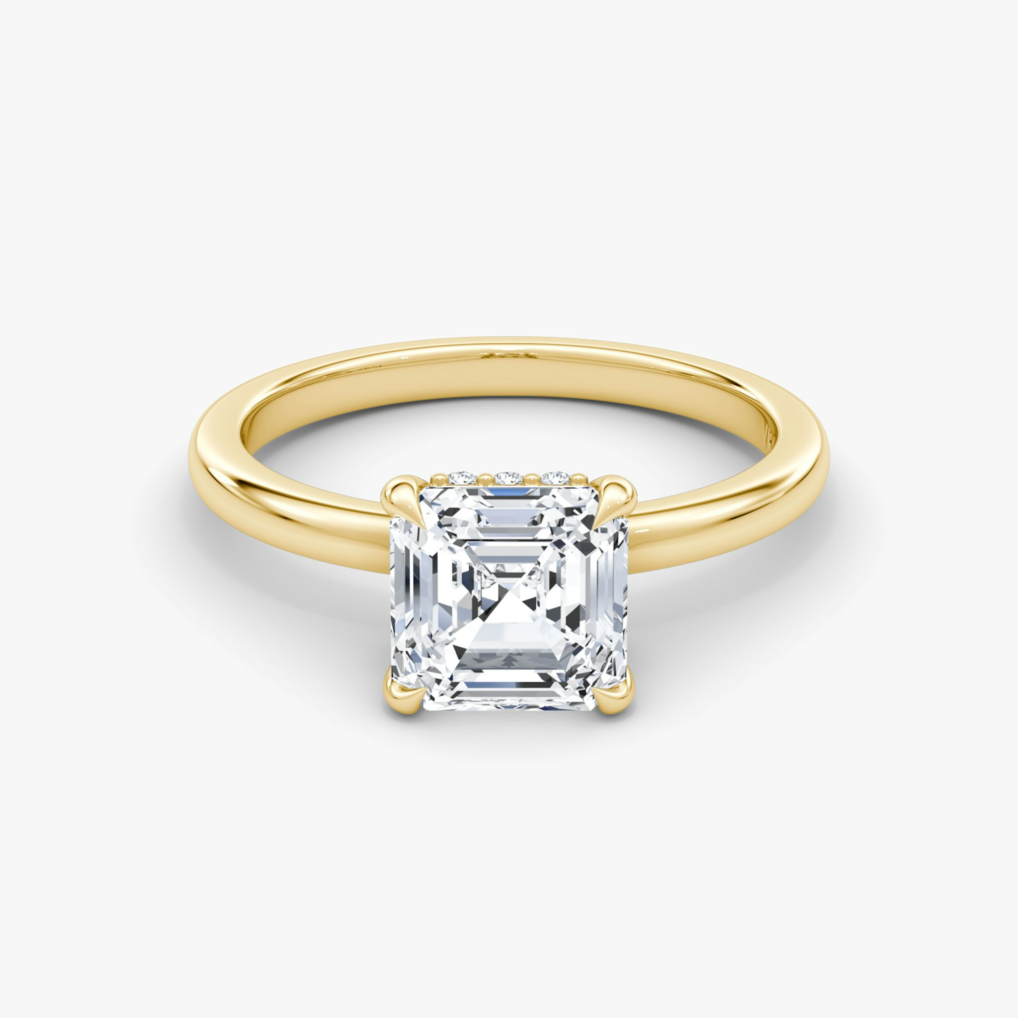The Floating Solitaire | Asscher | 18k | Yellow Gold | bandAccent: Plain | diamondOrientation: vertical | caratWeight: other