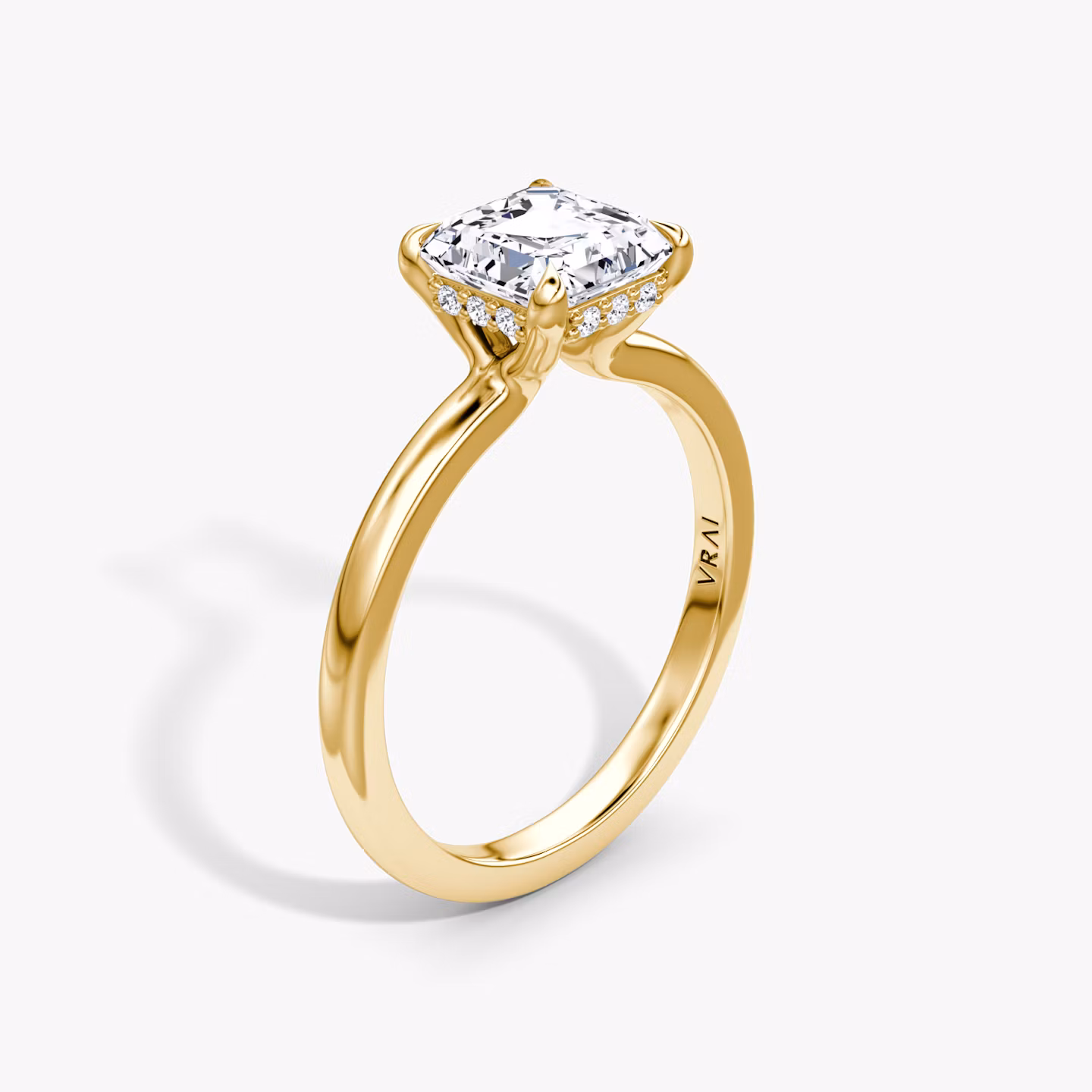 Floating Solitaire | Asscher | 18k | Gelbgold | bandAccent: Ohne Pavé-Besatz | diamondOrientation: vertical | caratWeight: other