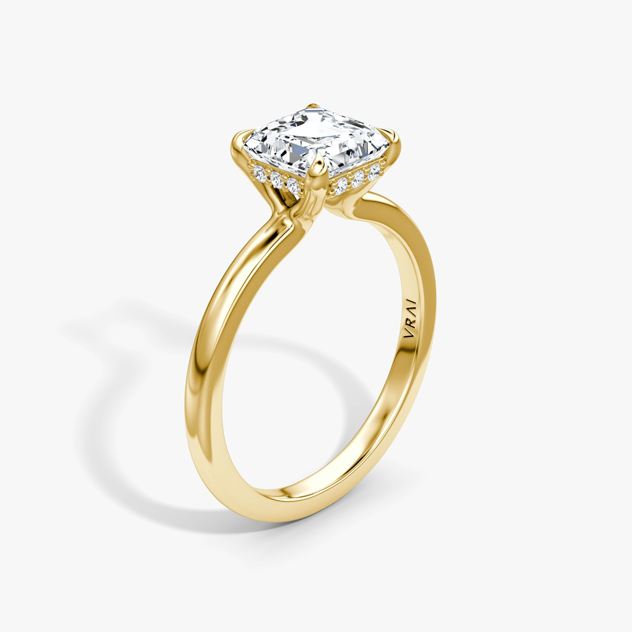 The Floating Solitaire | Asscher | 18k | Yellow Gold | bandAccent: Plain | diamondOrientation: vertical | caratWeight: other