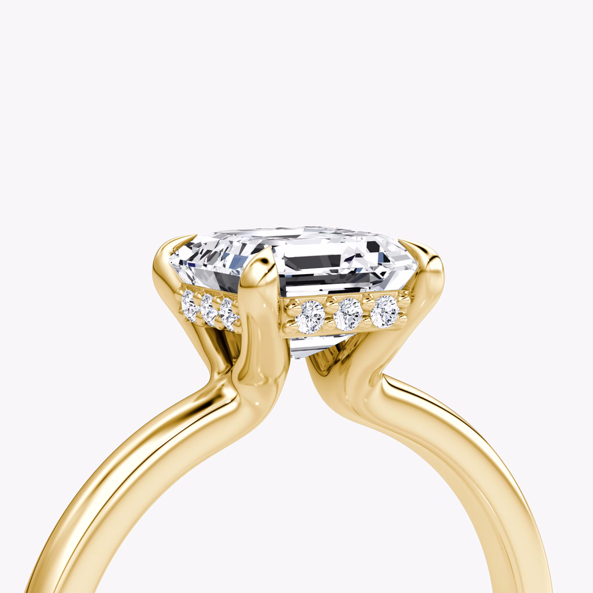 The Floating Solitaire | Asscher | 18k | Yellow Gold | bandAccent: Plain | diamondOrientation: vertical | caratWeight: other