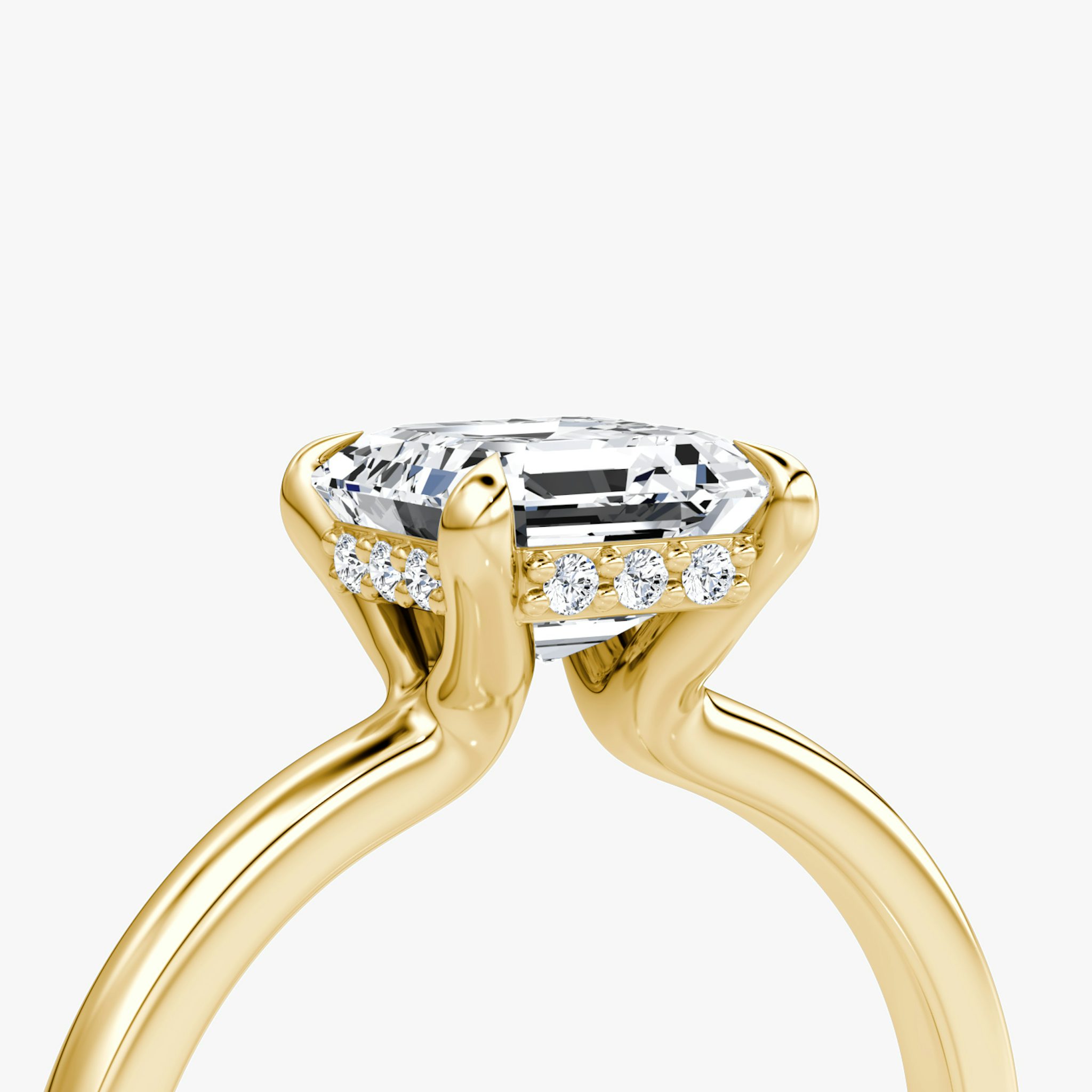 The Floating Solitaire | Asscher | 18k | Yellow Gold | bandAccent: Plain | diamondOrientation: vertical | caratWeight: other